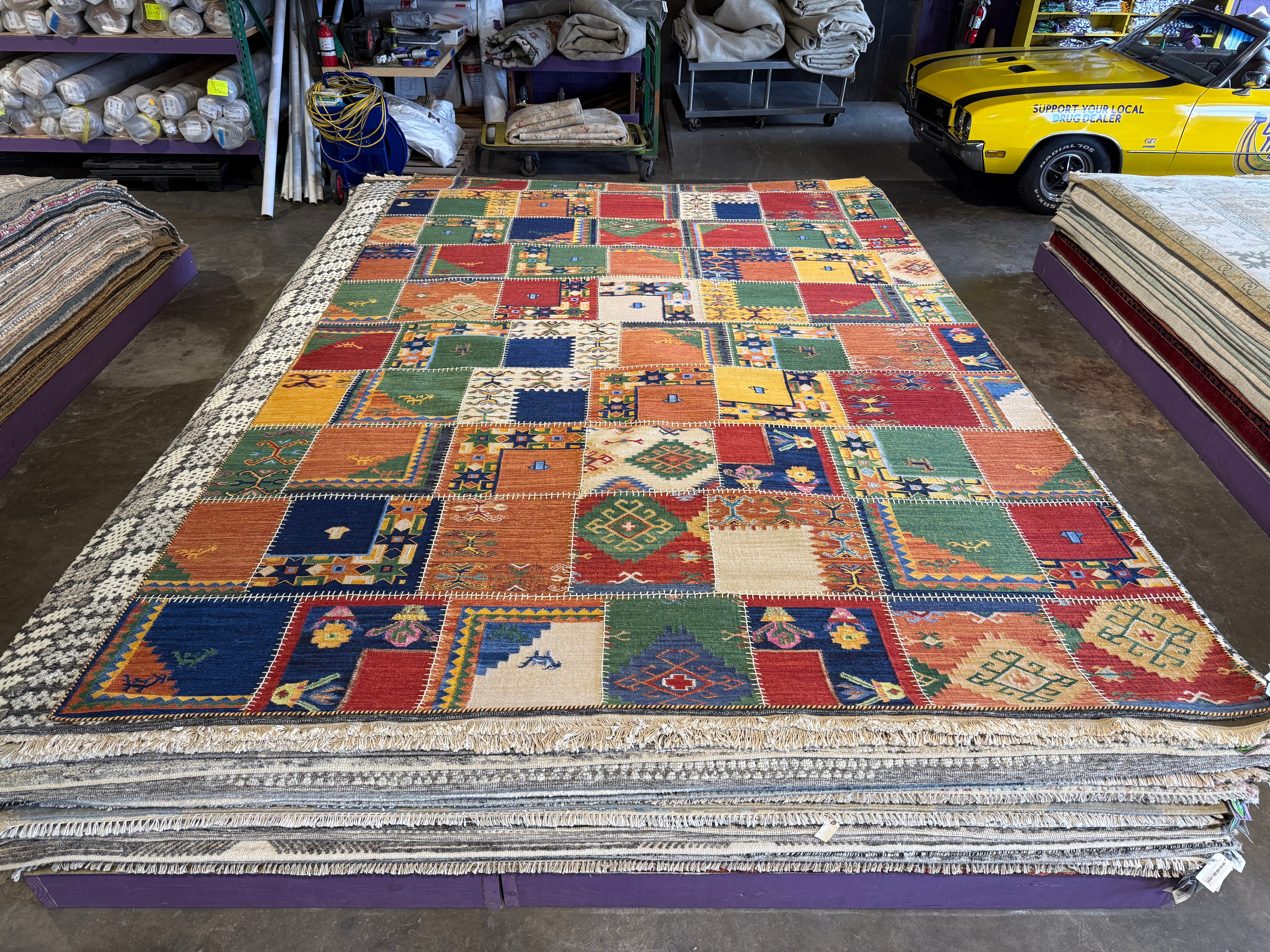 Ed Louis Waisbrot 9x14 Multi-Color Handwoven Modern Rug