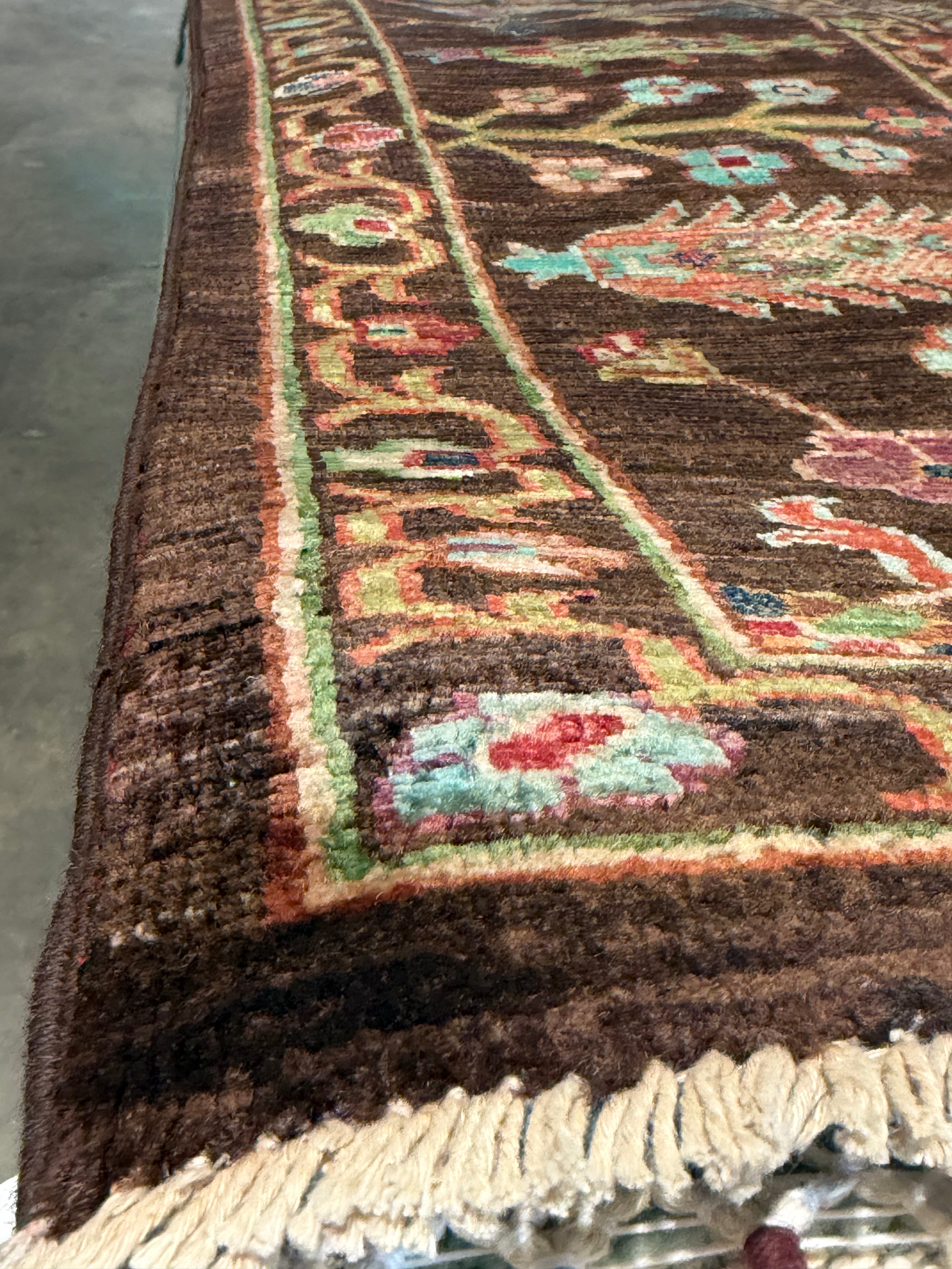 Mary Ann Hagan 6.11x9.8 Brown Afghani Sultani Rug