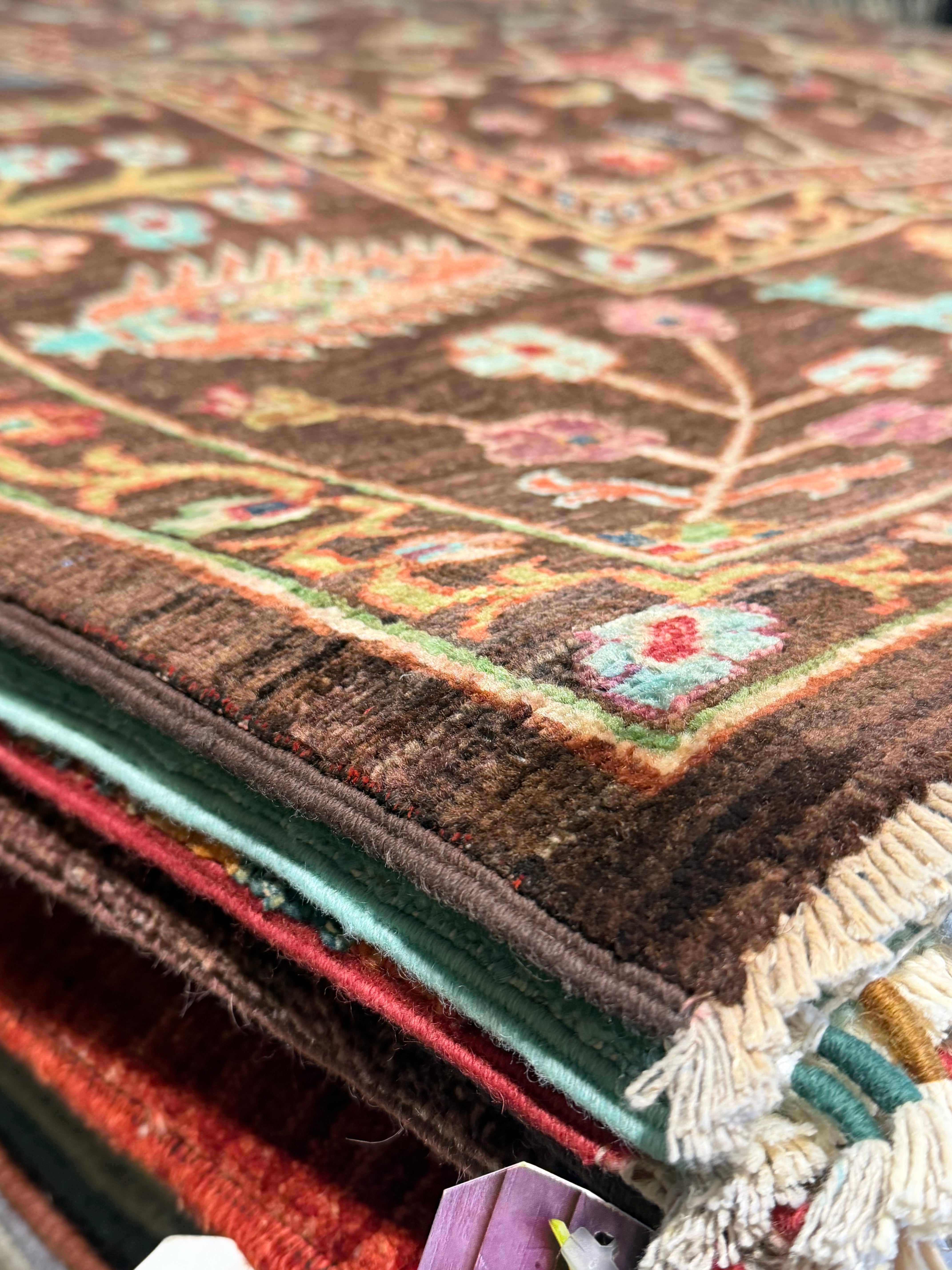 Mary Ann Hagan 6.11x9.8 Brown Afghani Sultani Rug