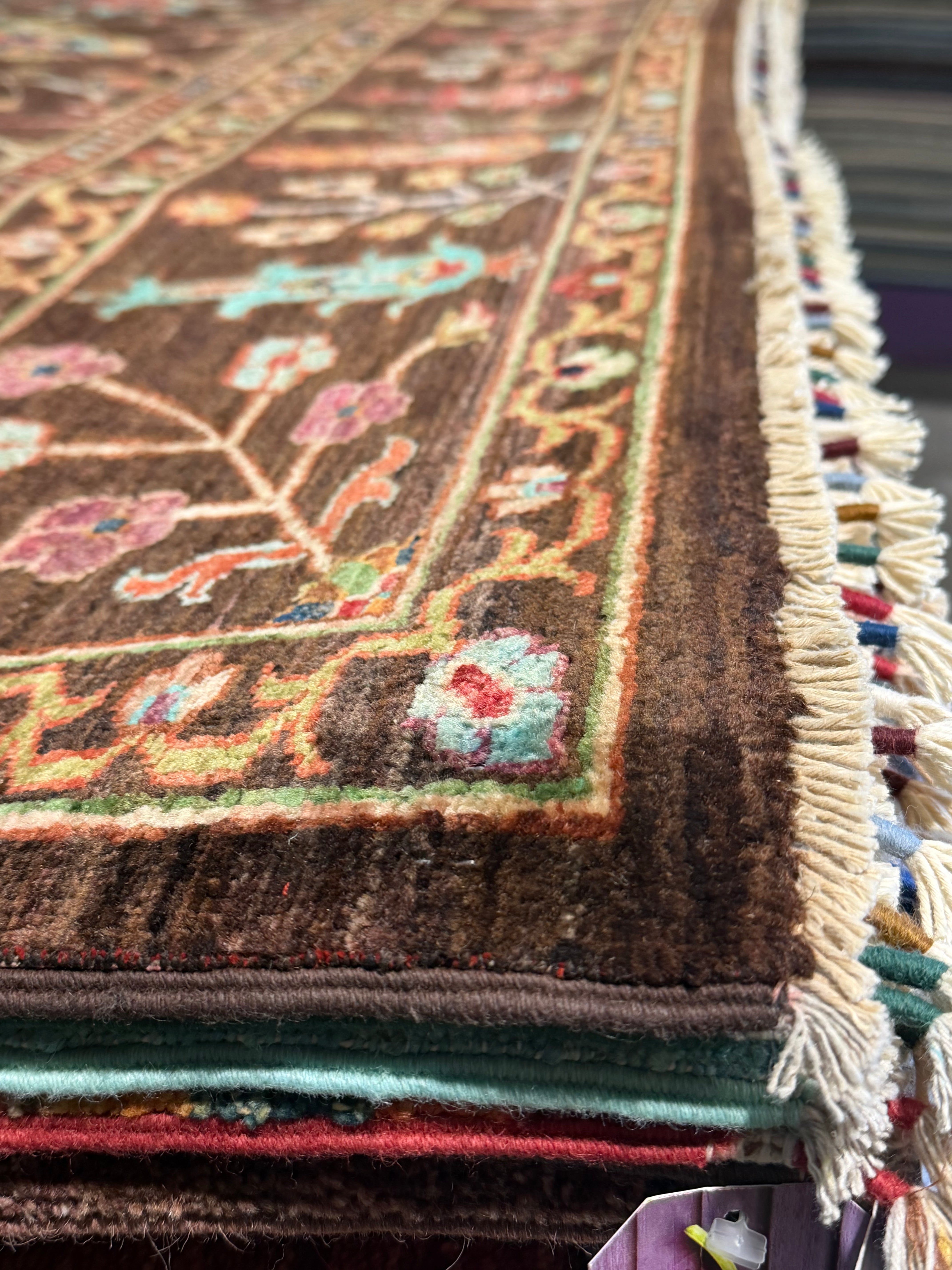 Mary Ann Hagan 6.11x9.8 Brown Afghani Sultani Rug