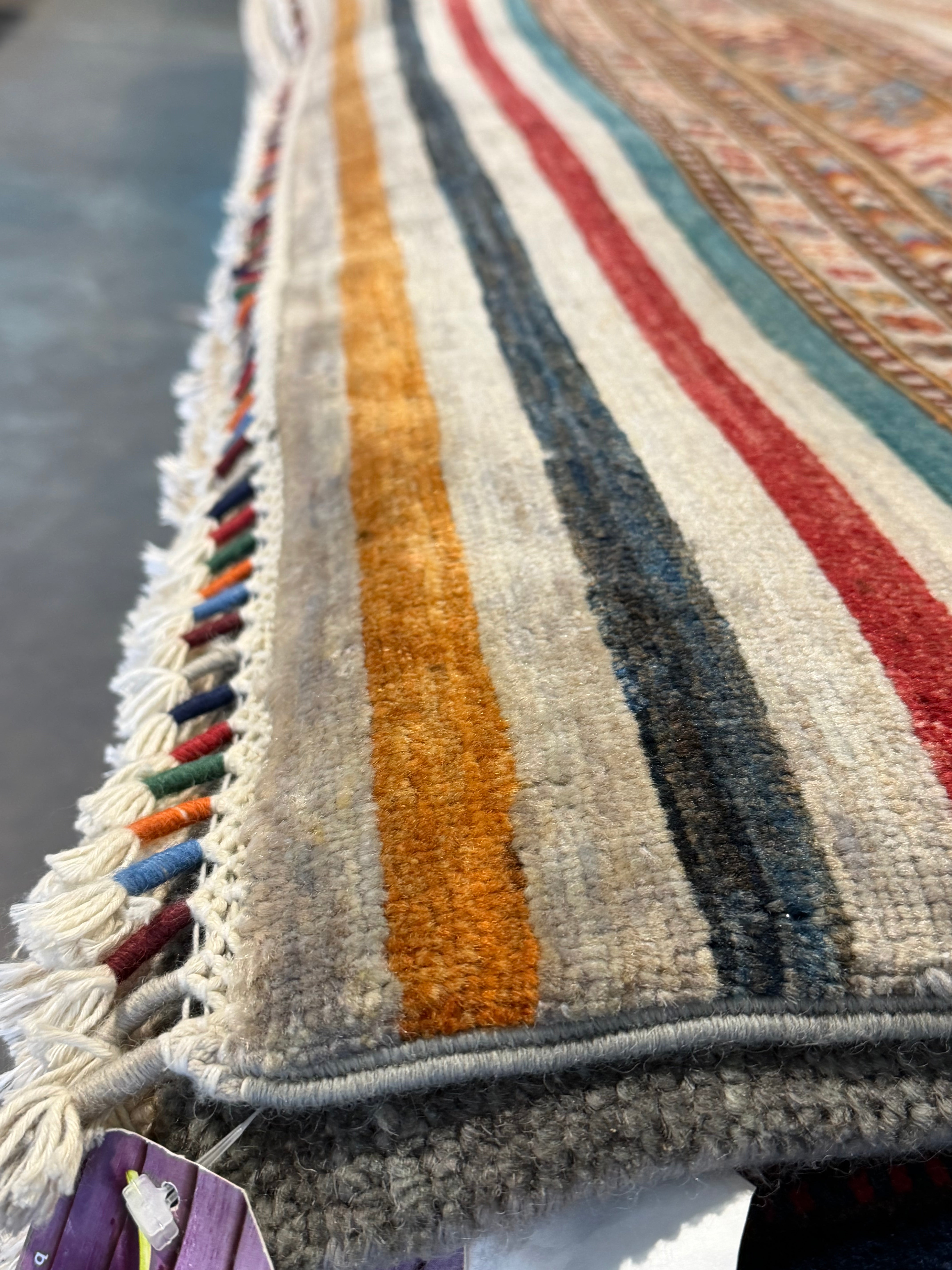 Nikki Foreman 9.1x12 Silver Multi Afghani Khorjin Rug