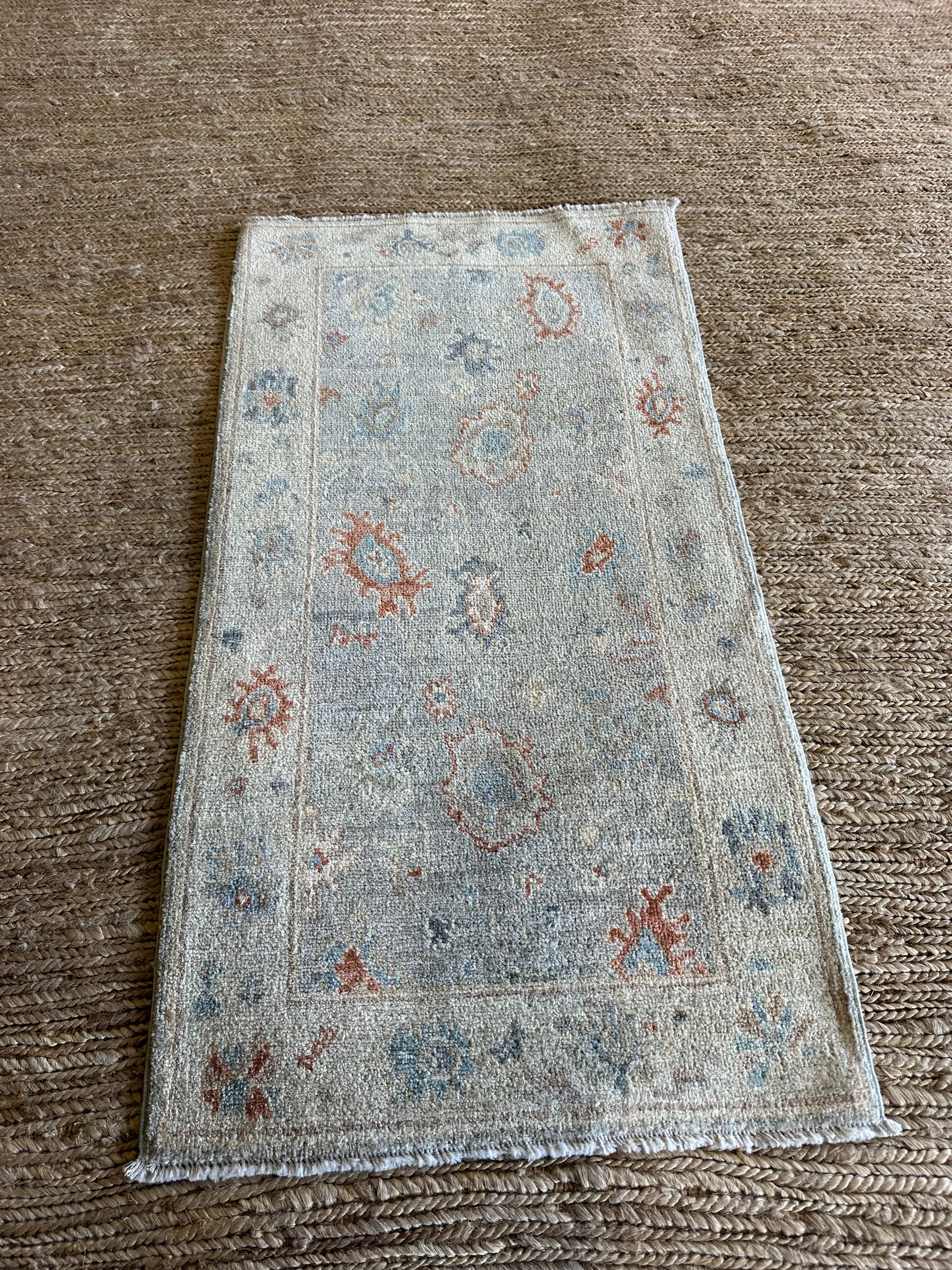 Jill Wagner 2.1x3.11 Blue Afghani Whitewashed Oushak