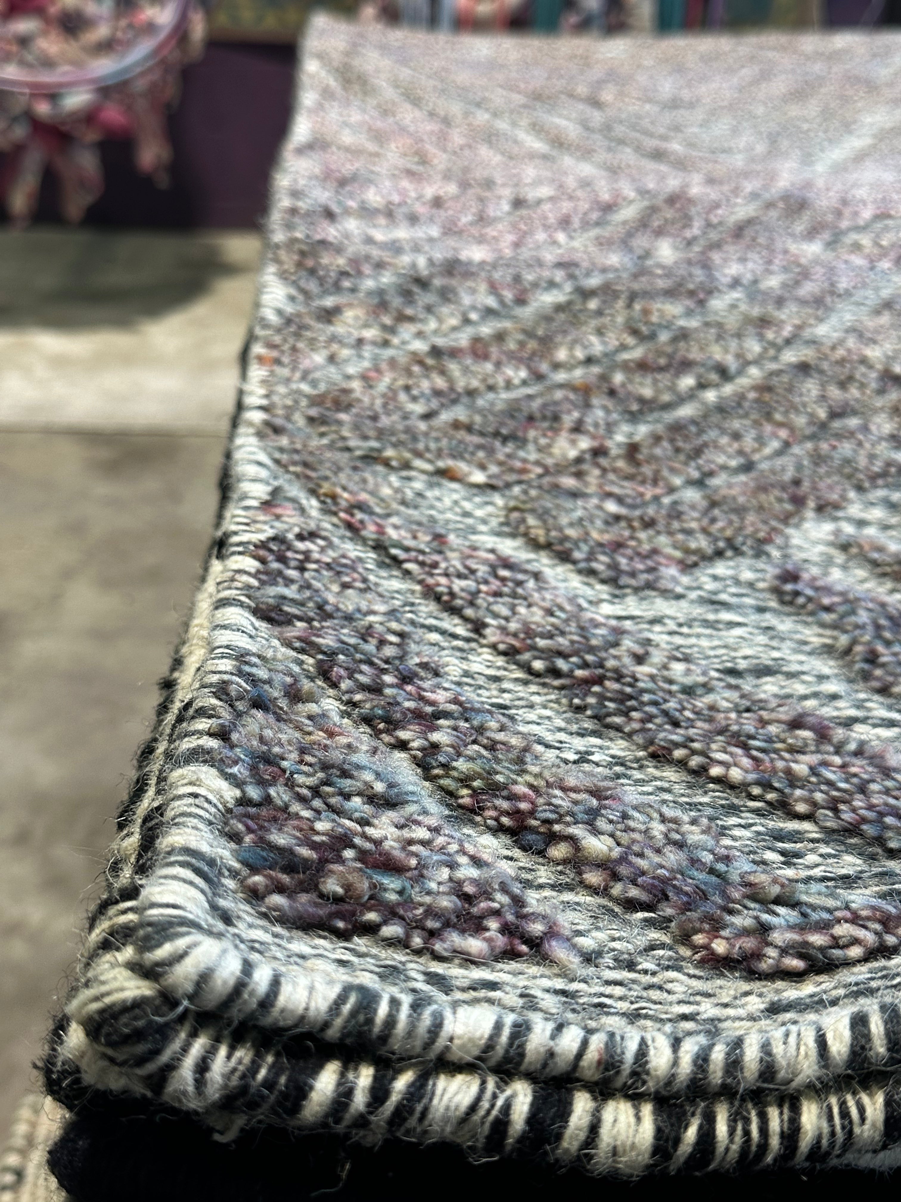 Naomi Pierce 5x8 Handwoven High Low Wool Durrie