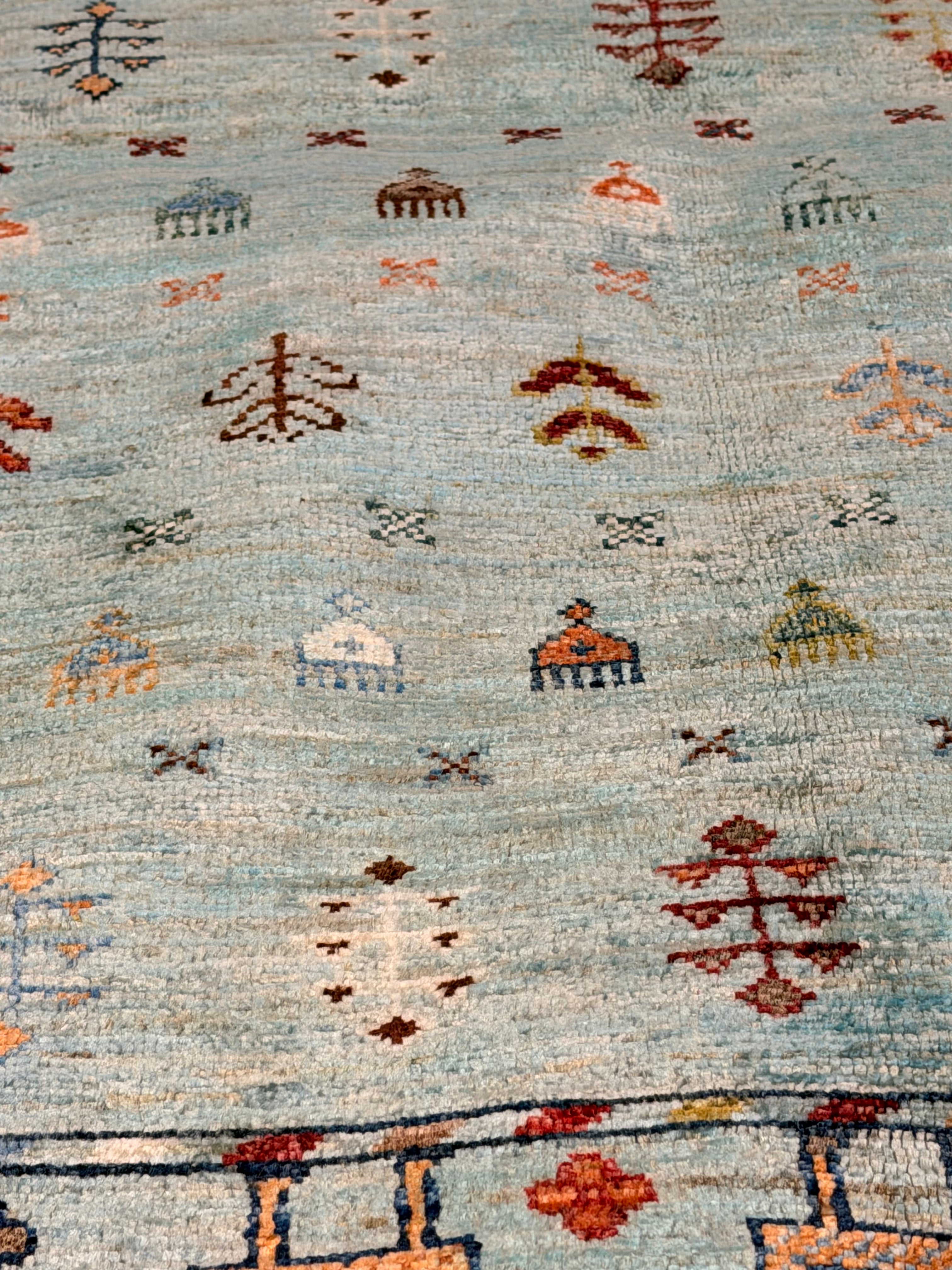 London Rodgers 6.11x10.2 Blue Afghani Animal Rug