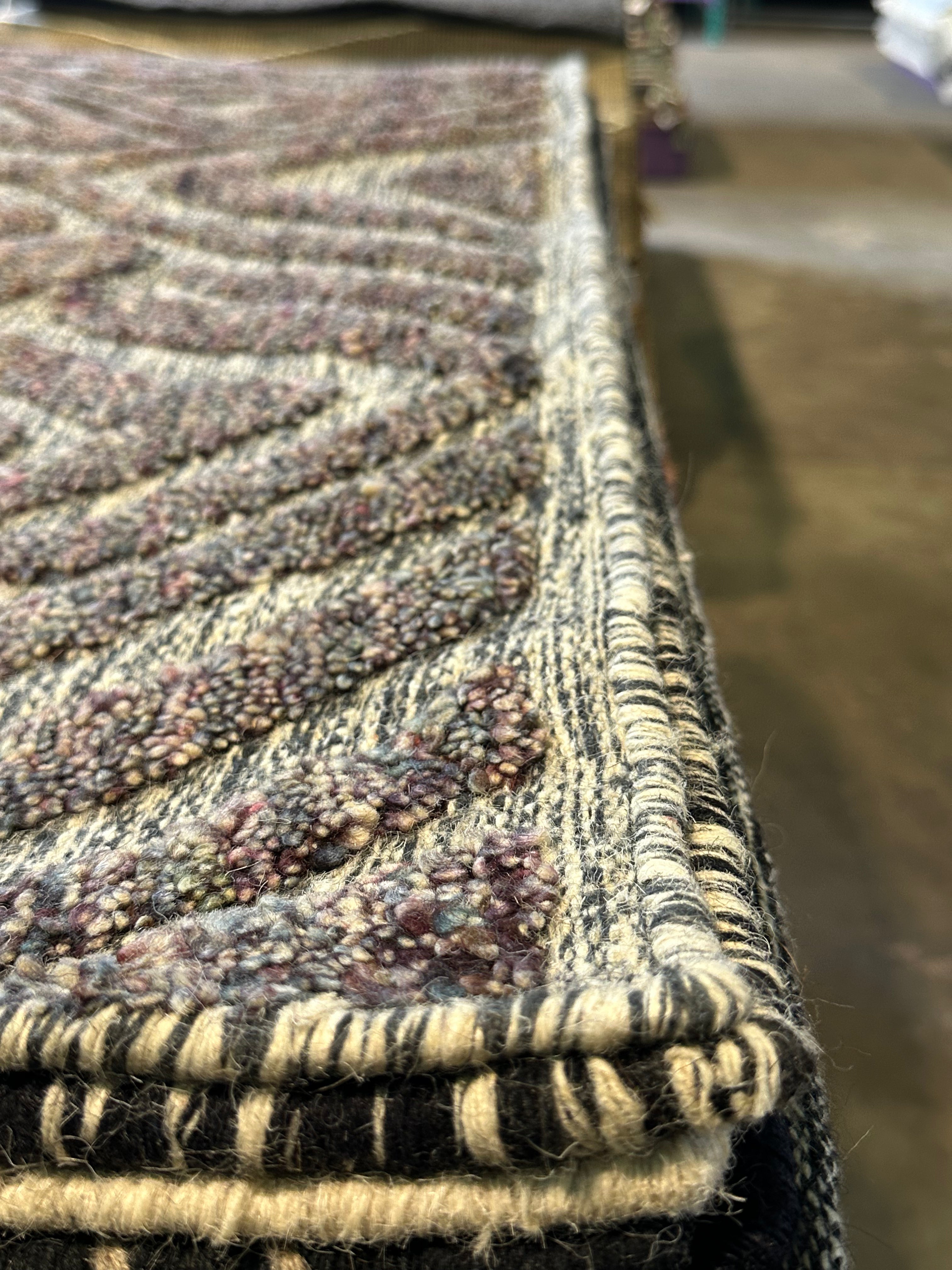 Naomi Pierce 5x8 Handwoven High Low Wool Durrie