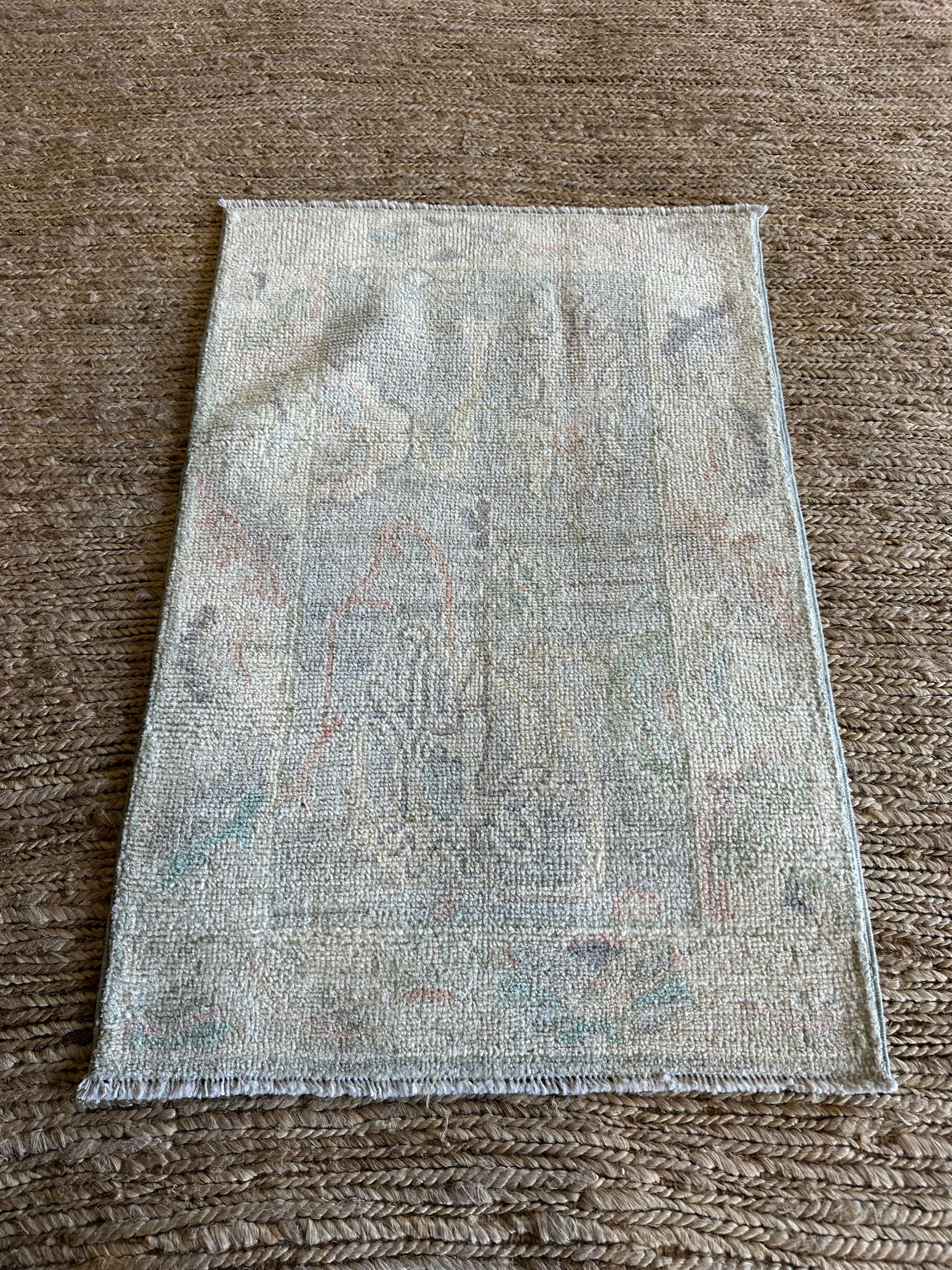 Ellie Kim 2x3 Blue Afghani Whitewashed Oushak