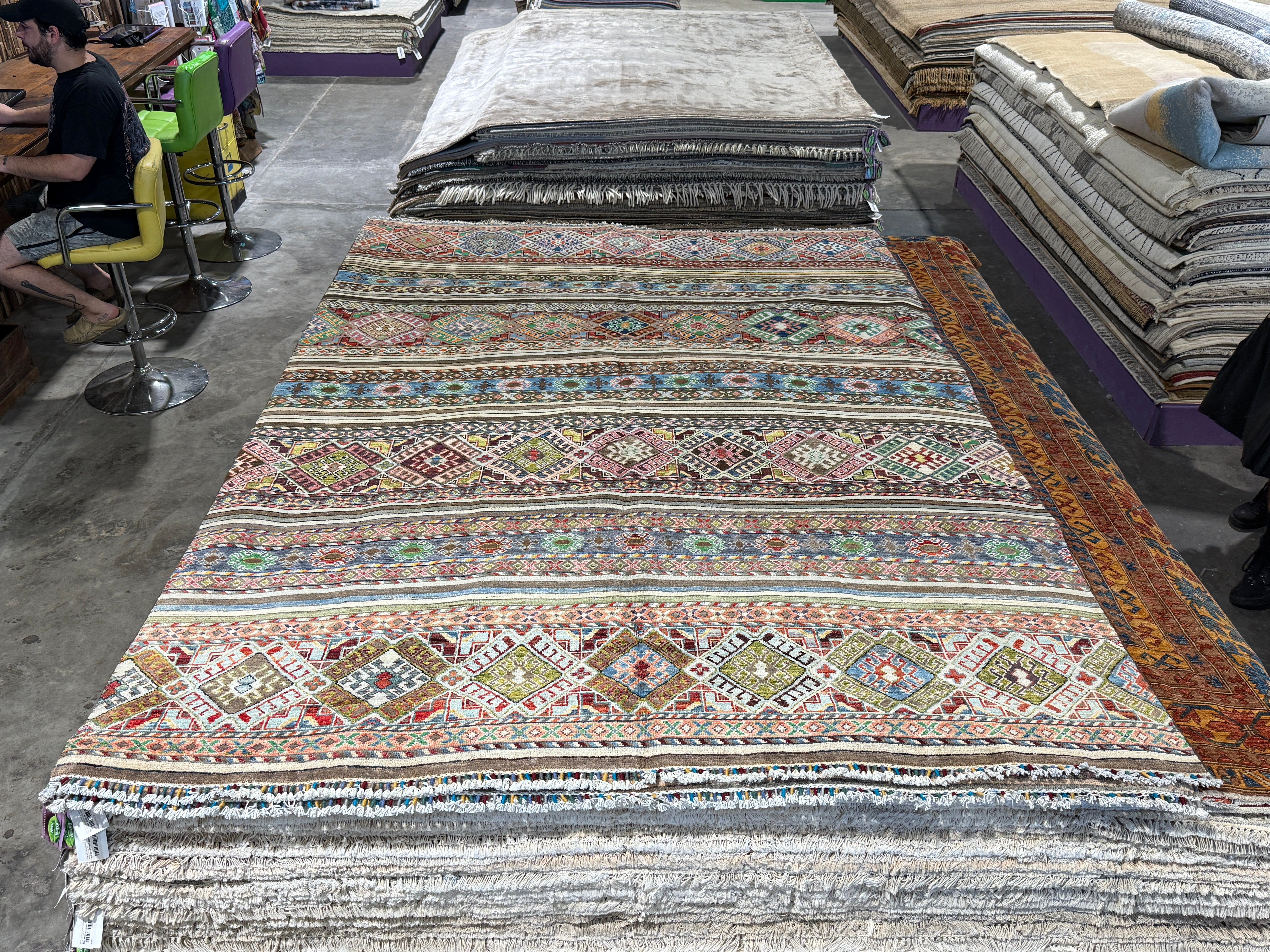 Catherine Marshall 6.10x9.9 Multi-Color Afghani Chobi