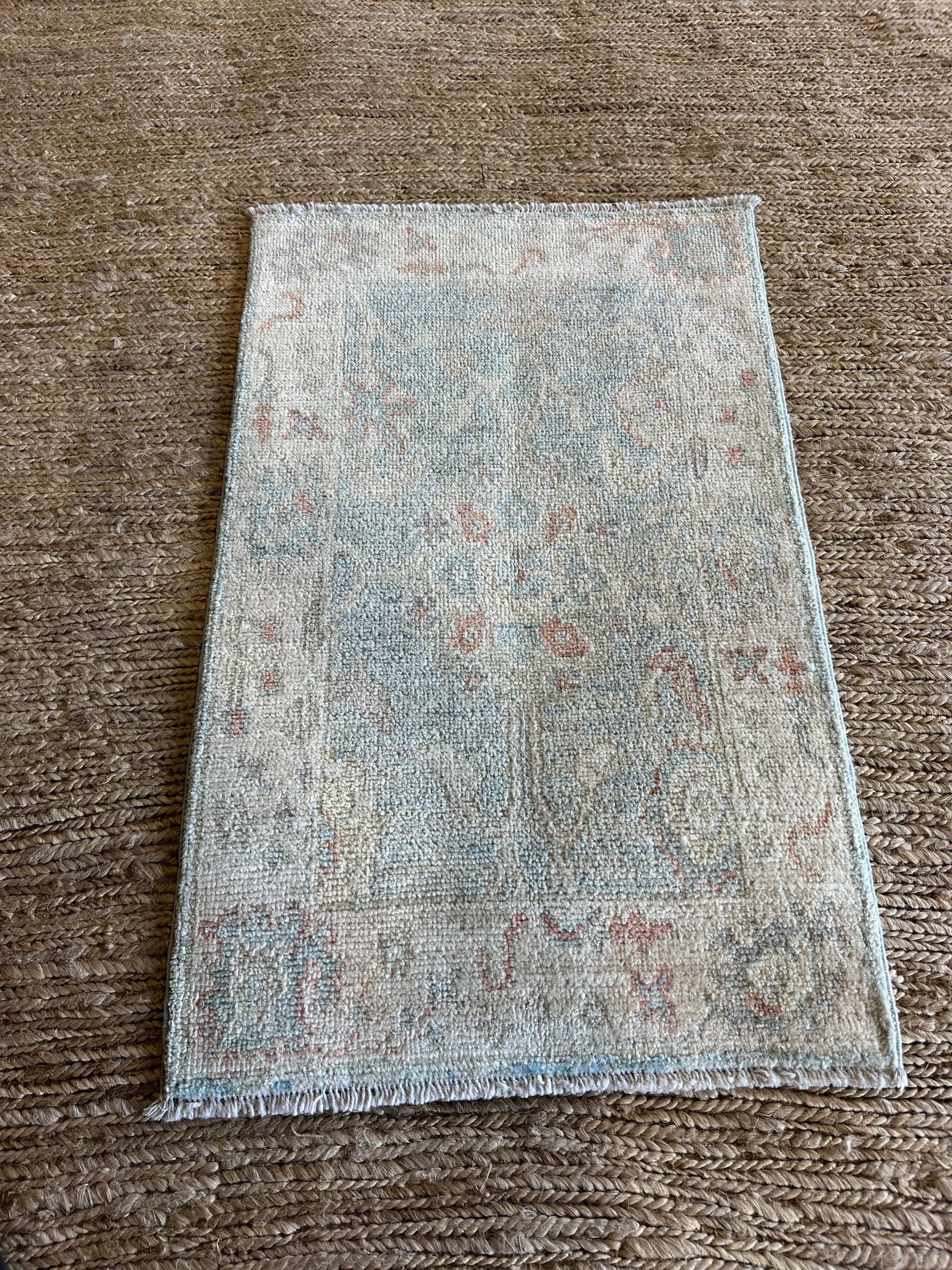 Anna I. Medakovich 2x3.1 Blue Afghani Whitewashed Oushak