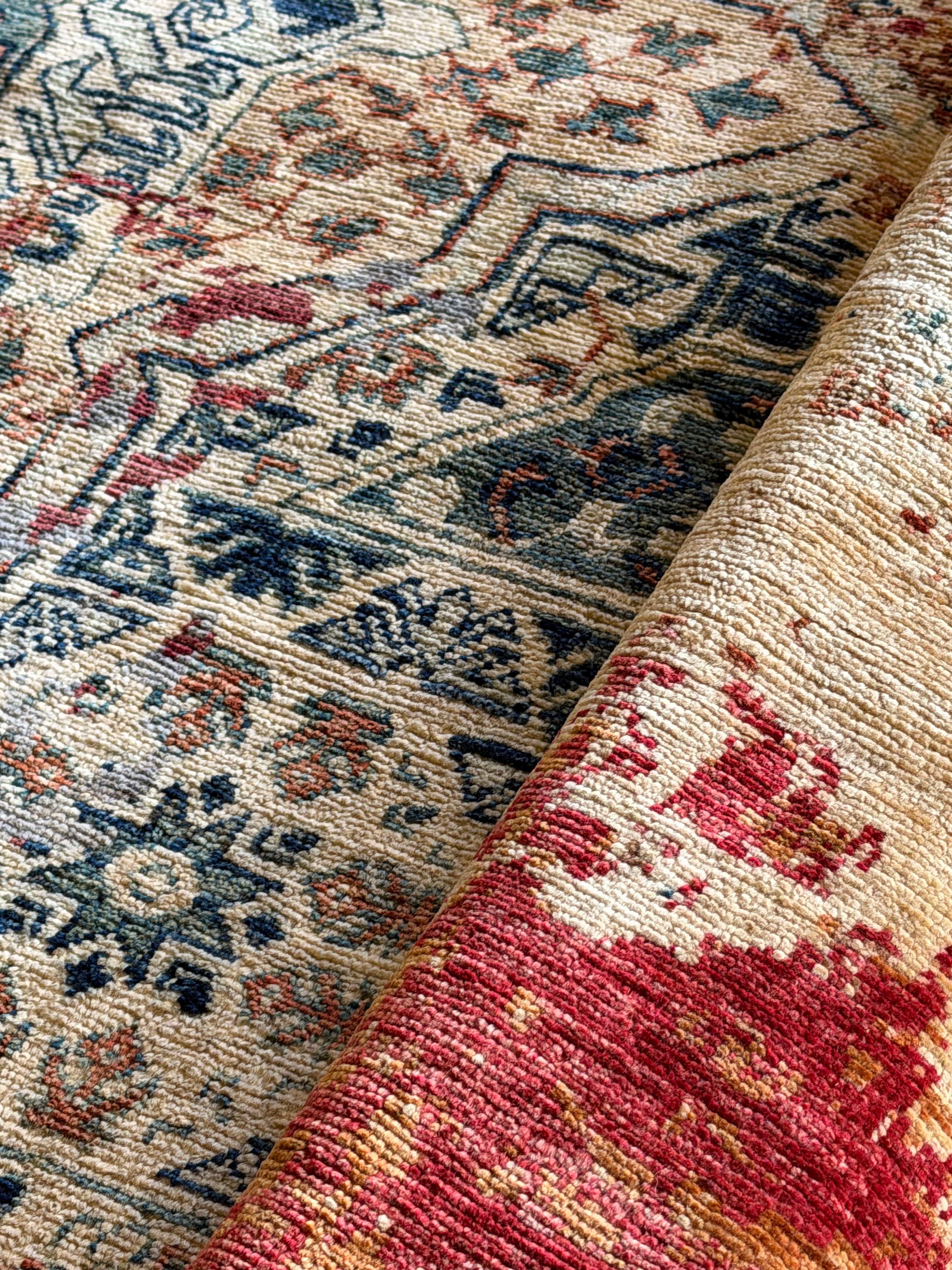 Meaghan Gillenwater 9.9x10 Cream and Red Afghani Mamluk Rug