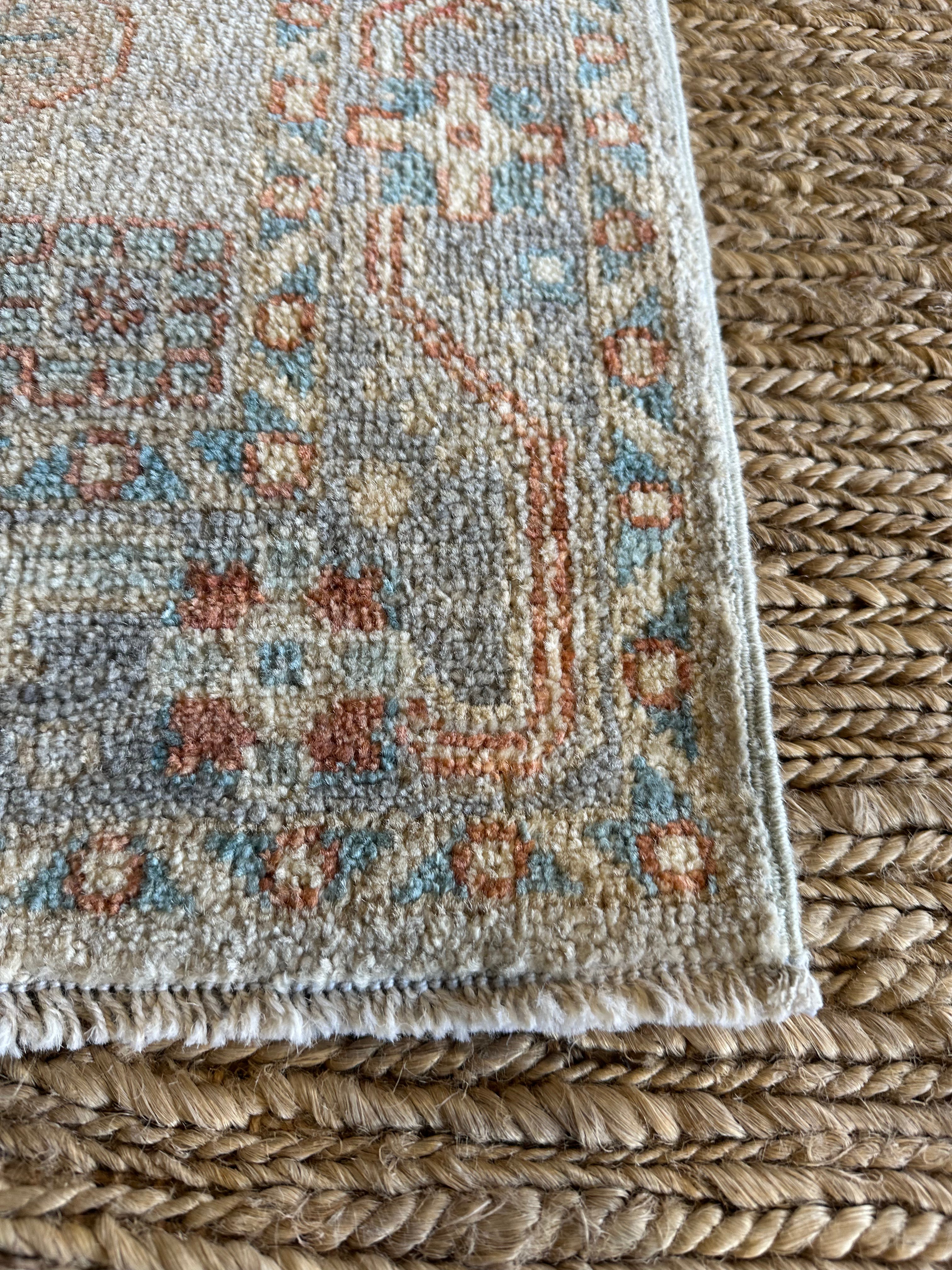 Charlotte Allen 2.1x4 Blue Afghani Whitewashed Oushak