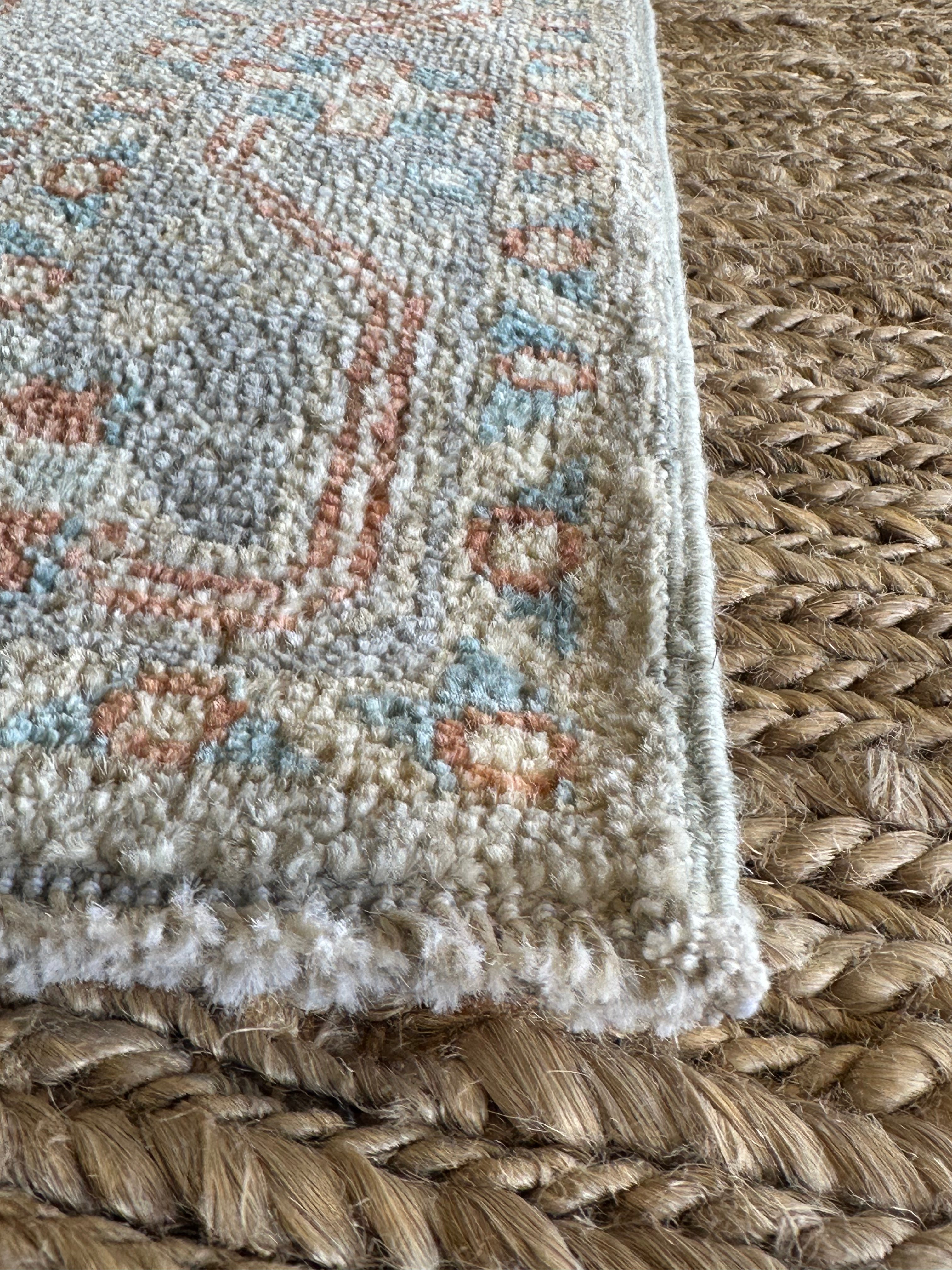 Charlotte Allen 2.1x4 Blue Afghani Whitewashed Oushak