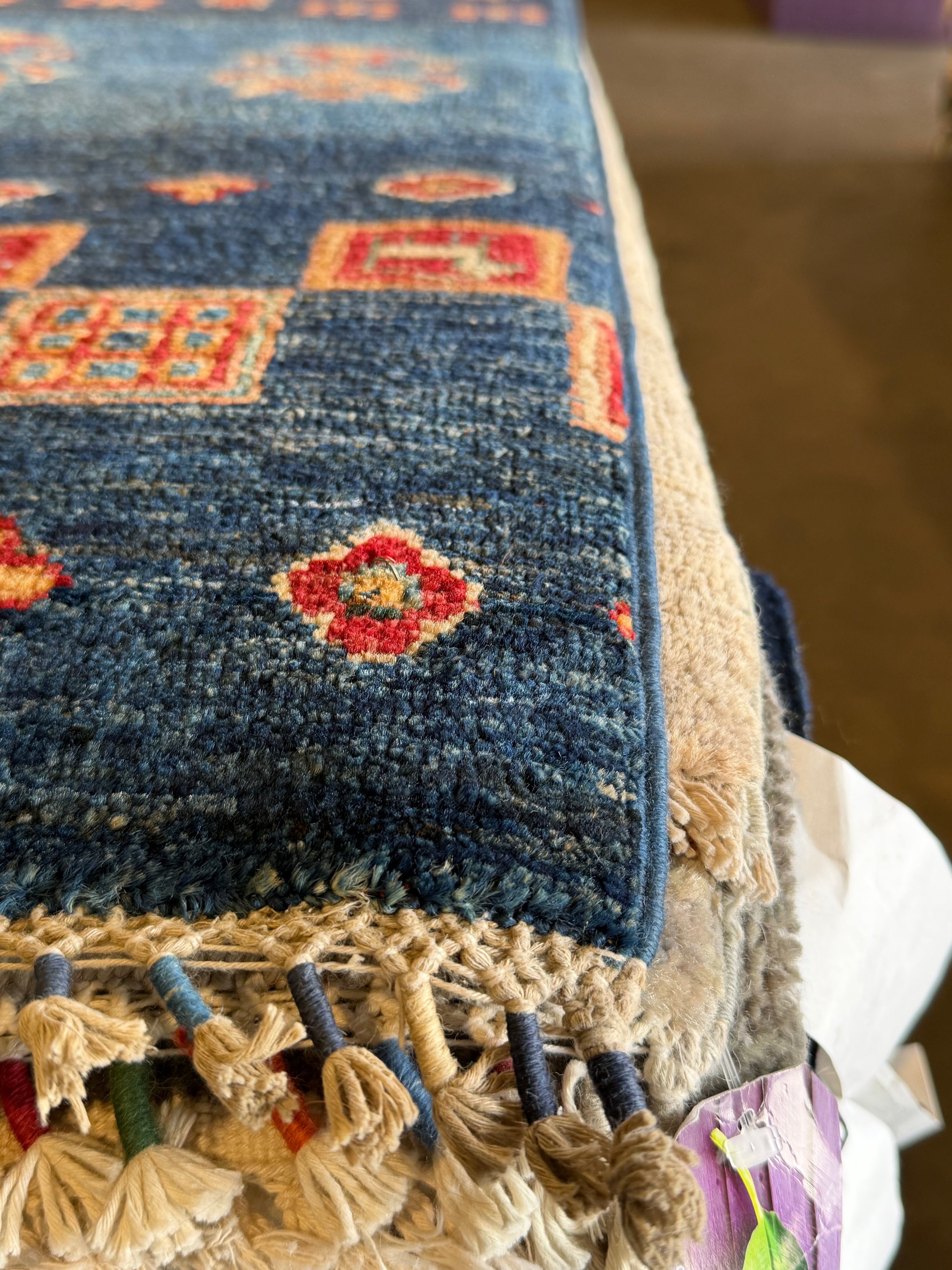 Milene Melendez 9.11x12 Blue Afghani Gabbeh Rug
