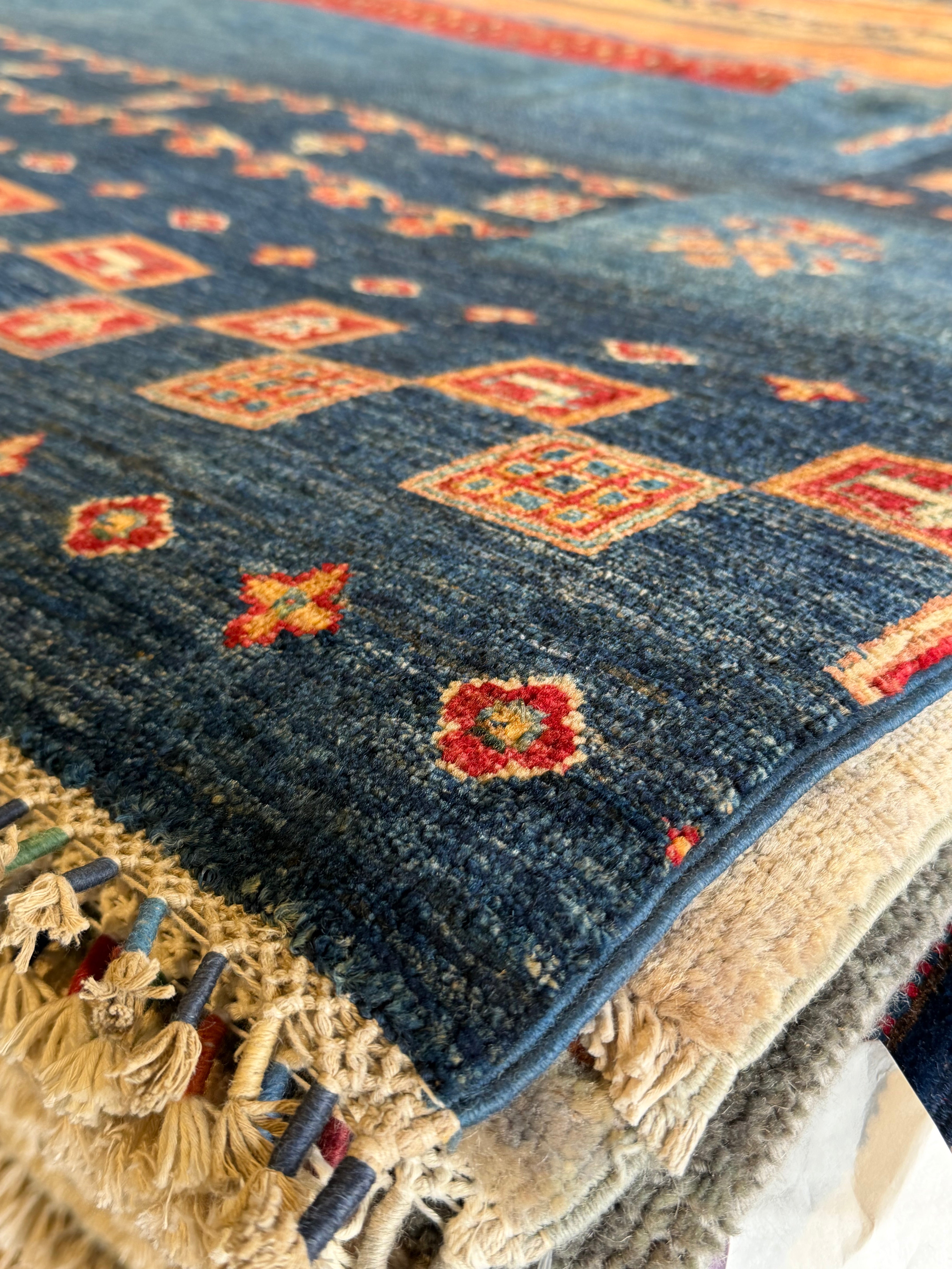 Milene Melendez 9.11x12 Blue Afghani Gabbeh Rug