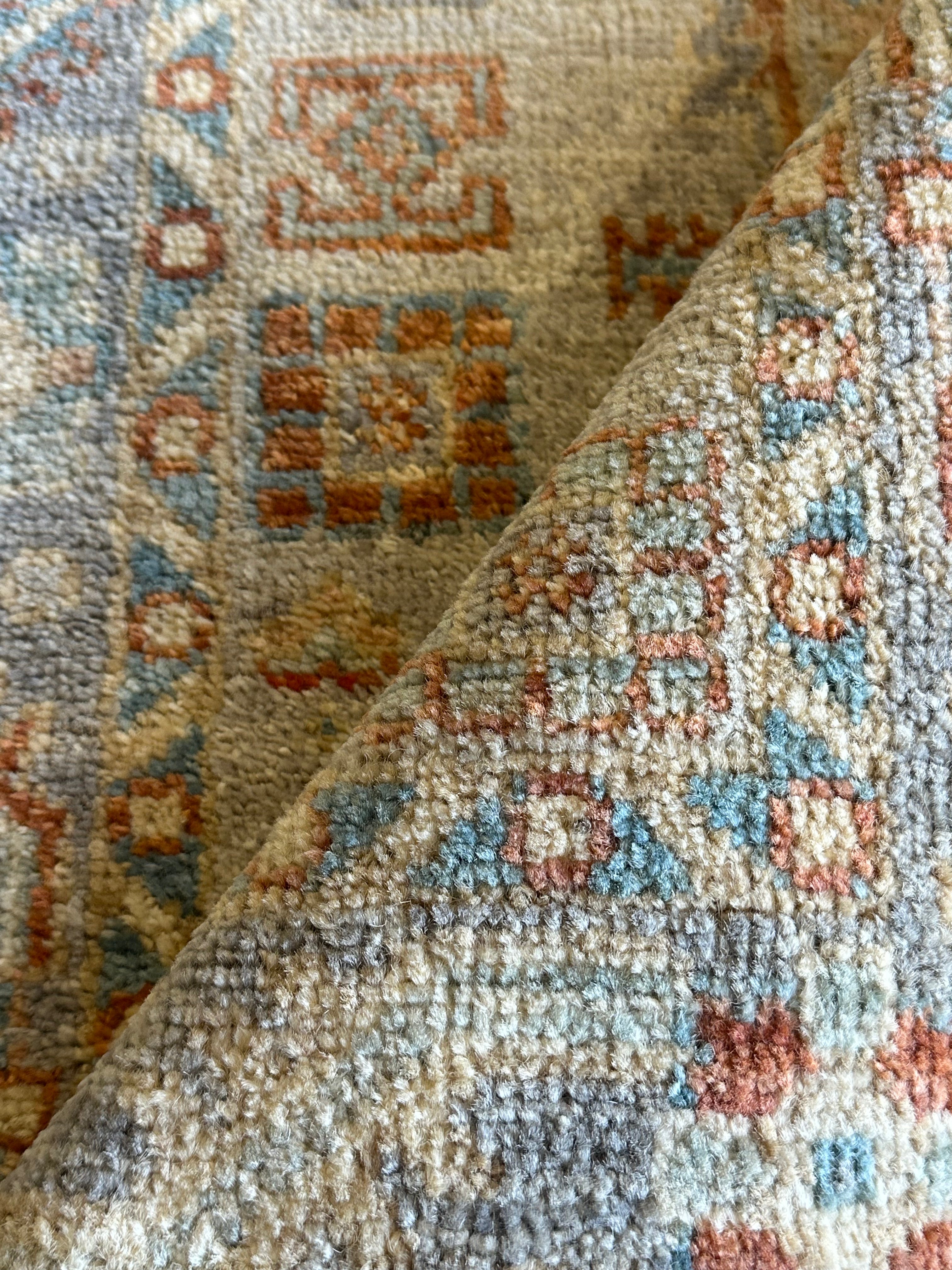 Charlotte Allen 2.1x4 Blue Afghani Whitewashed Oushak