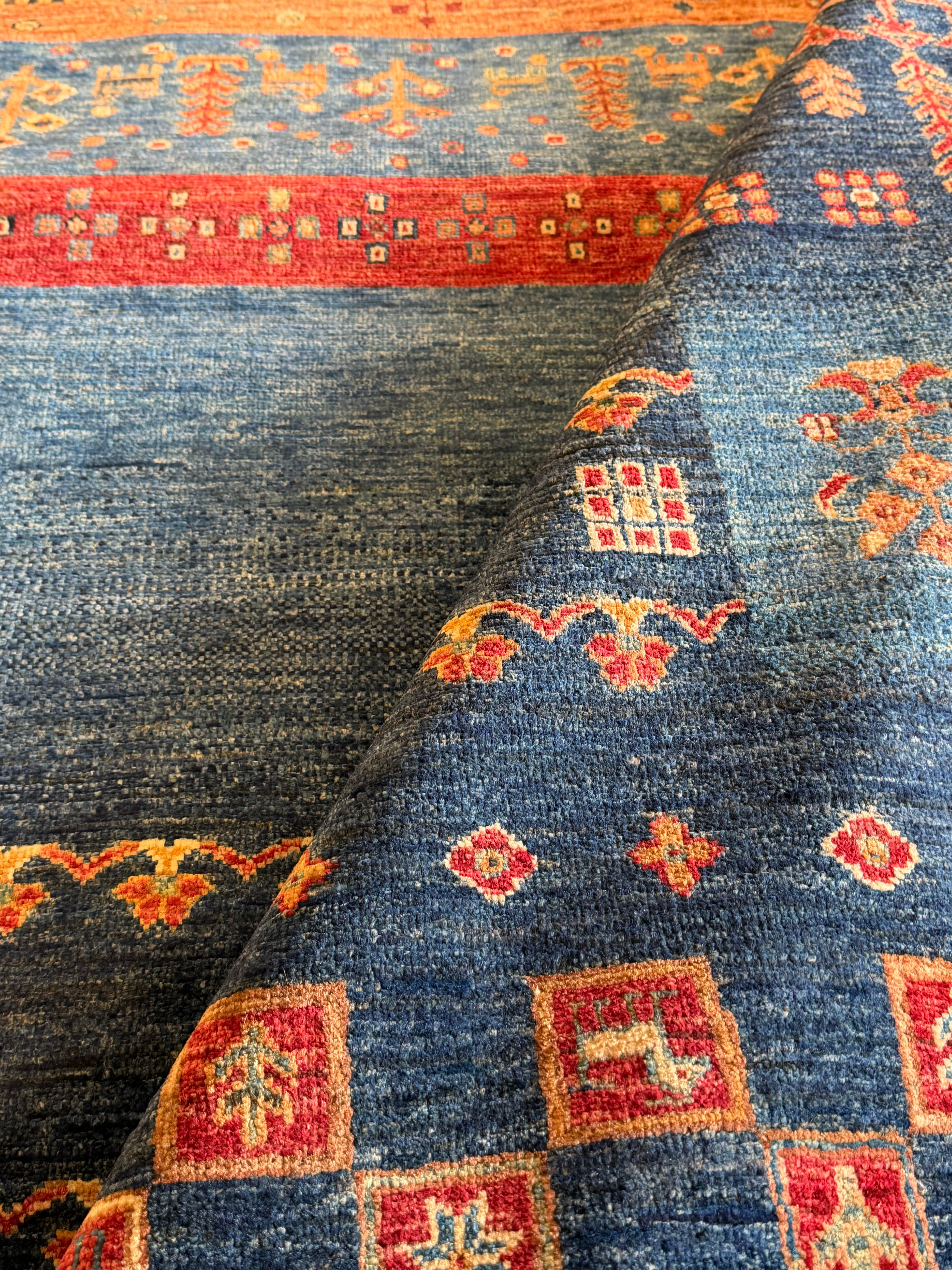 Milene Melendez 9.11x12 Blue Afghani Gabbeh Rug