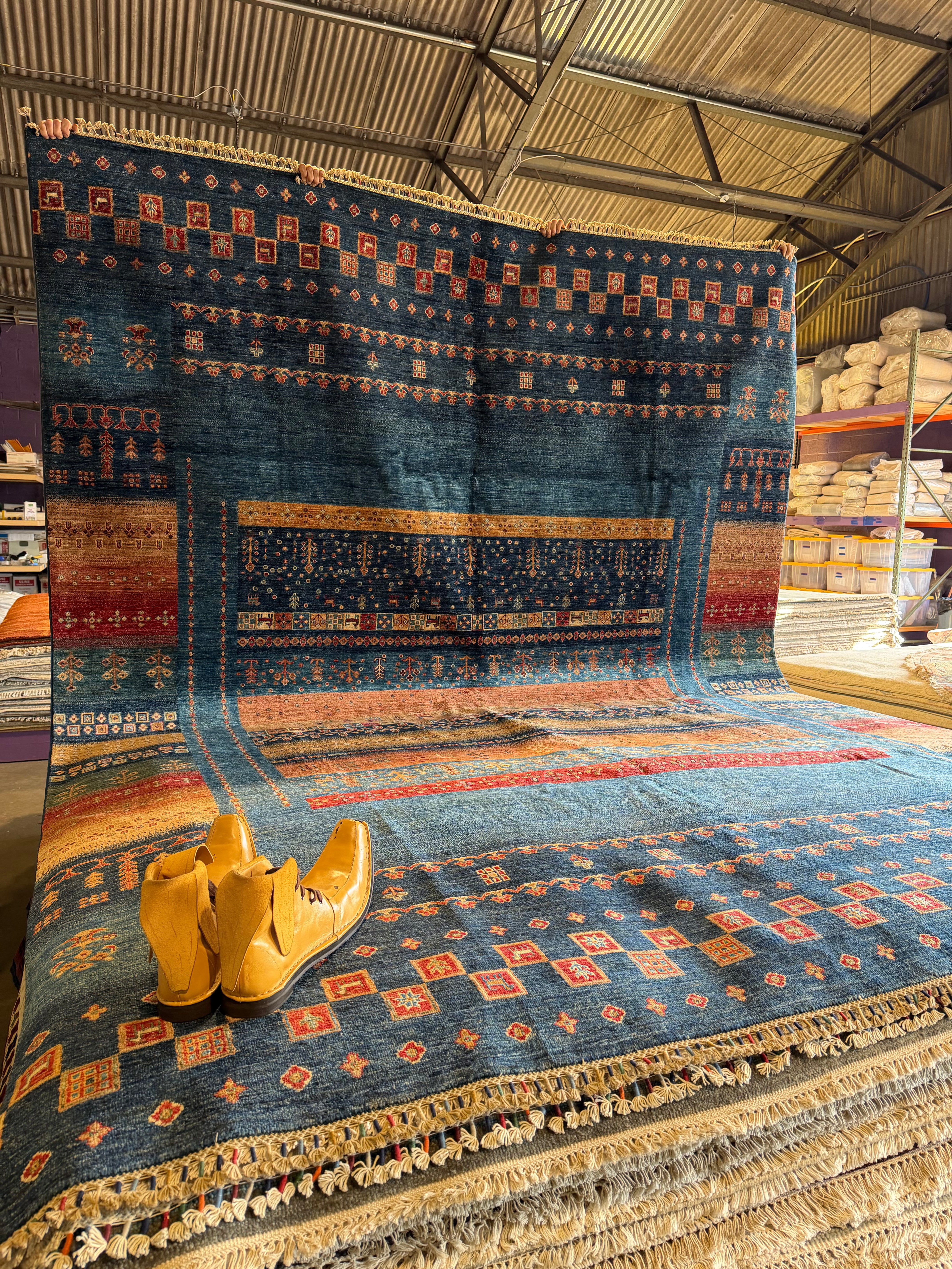 Milene Melendez 9.11x12 Blue Afghani Gabbeh Rug