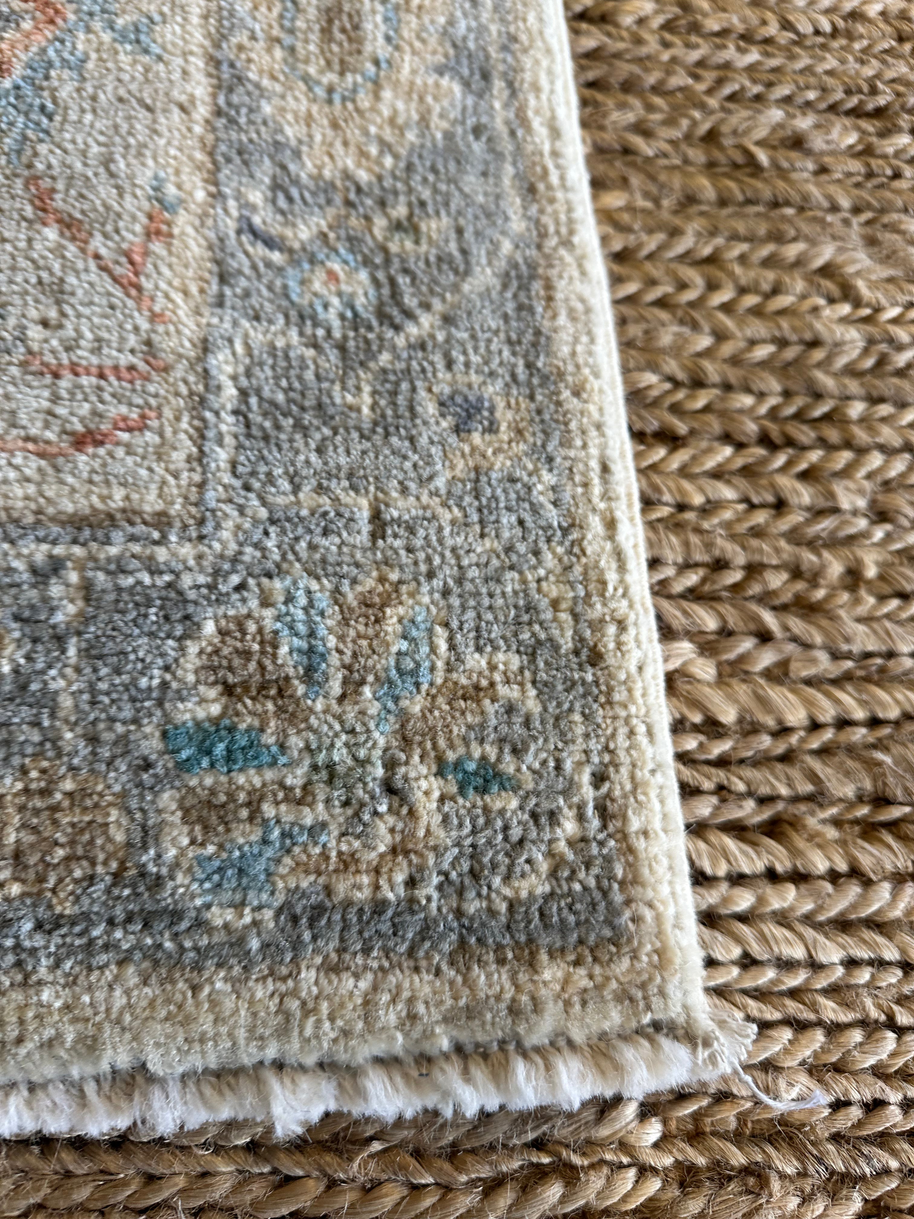 Maria Carrillo 2x3 Blue Afghani Whitewashed Oushak