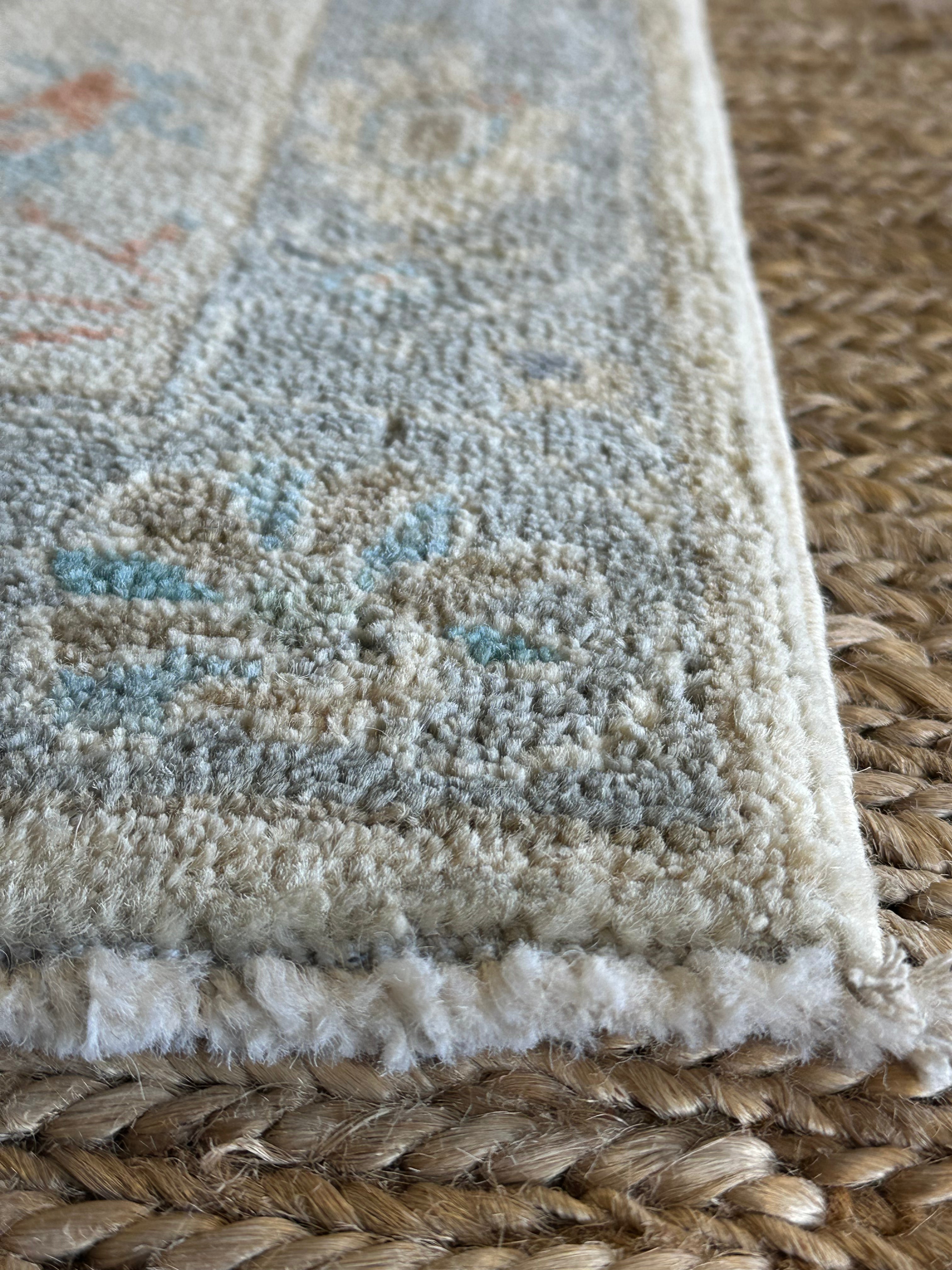 Maria Carrillo 2x3 Blue Afghani Whitewashed Oushak