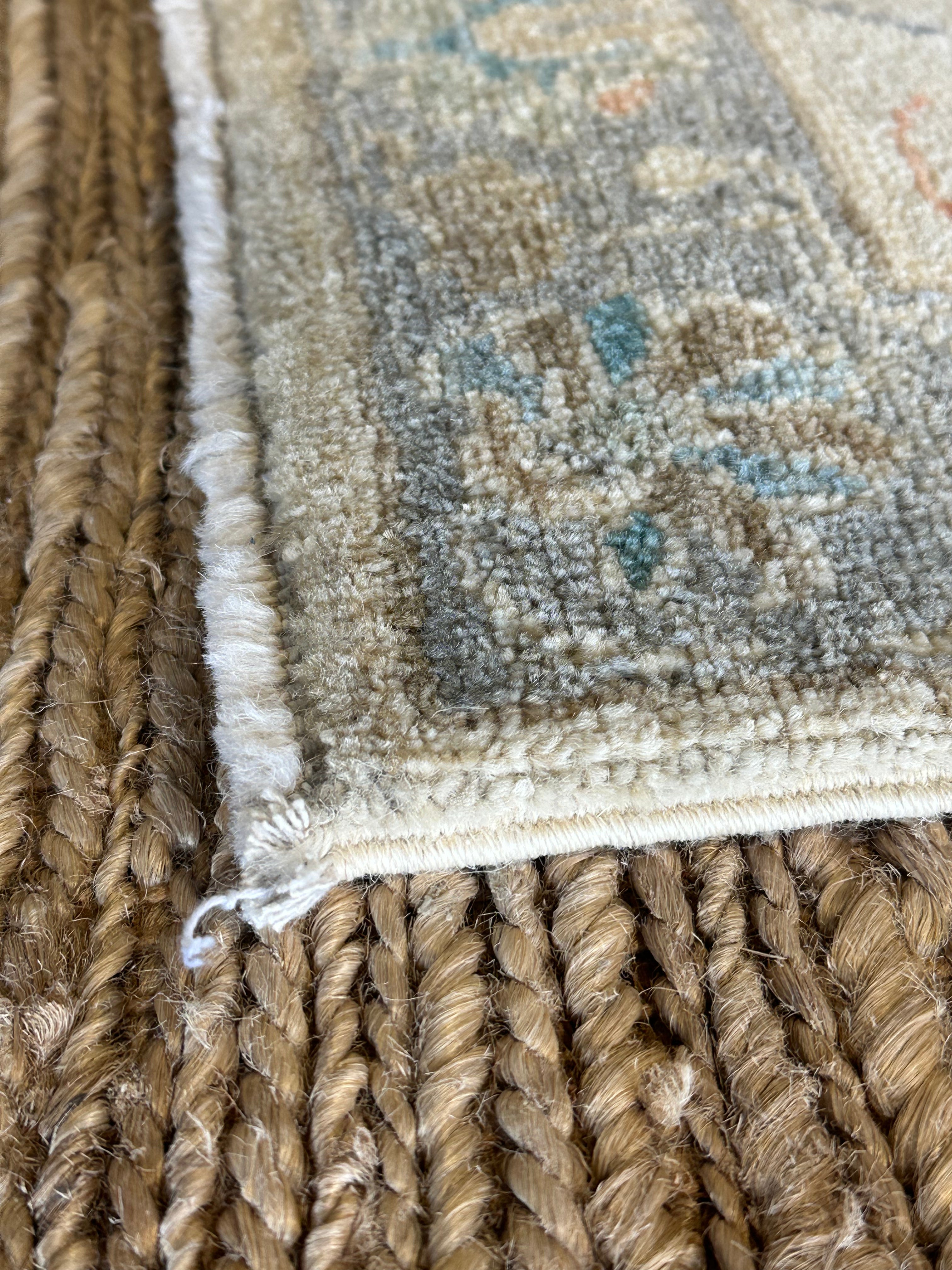 Maria Carrillo 2x3 Blue Afghani Whitewashed Oushak