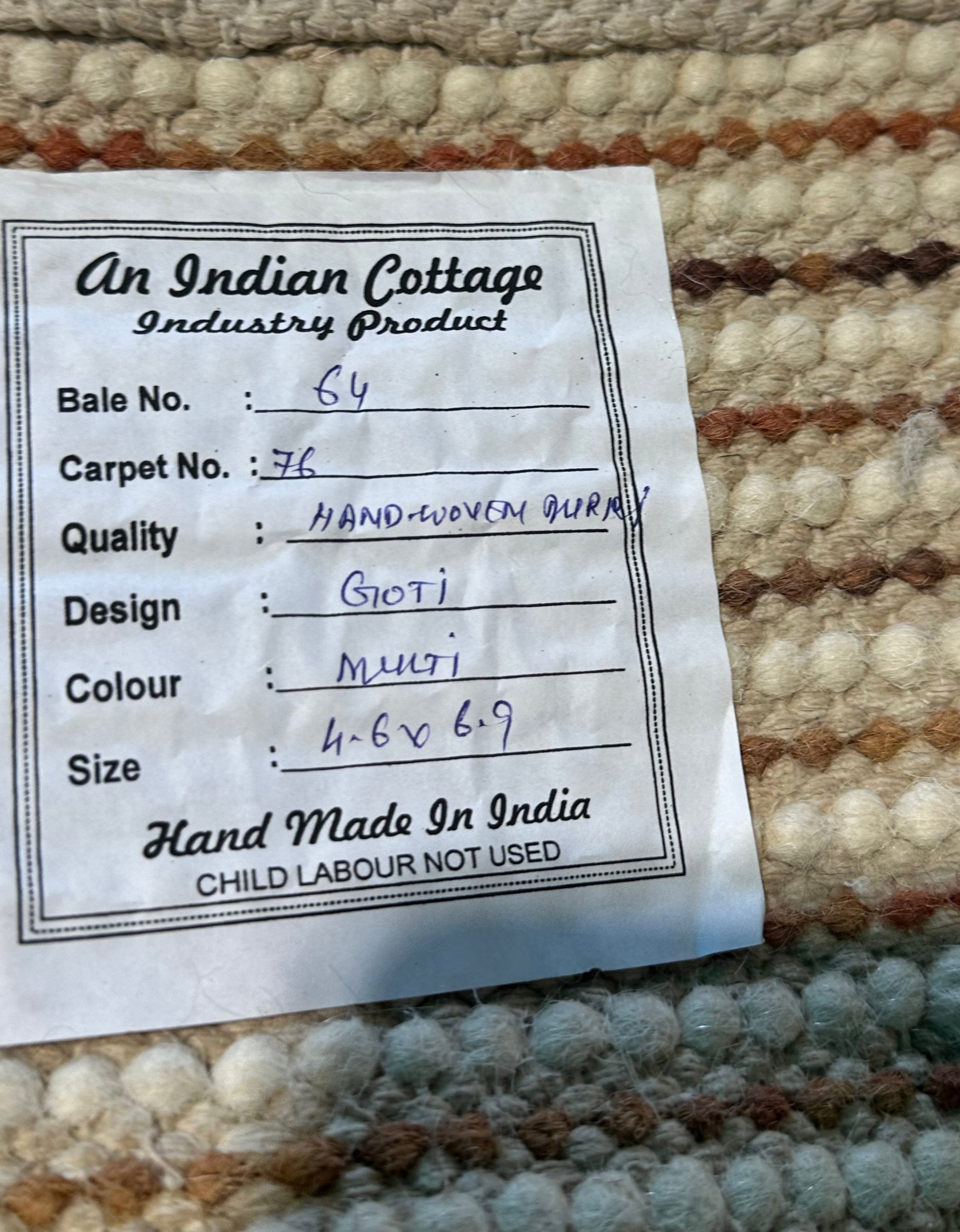 Ray Simpson 4.6x6.9 Multi-Colored Handwoven Durrie Rug