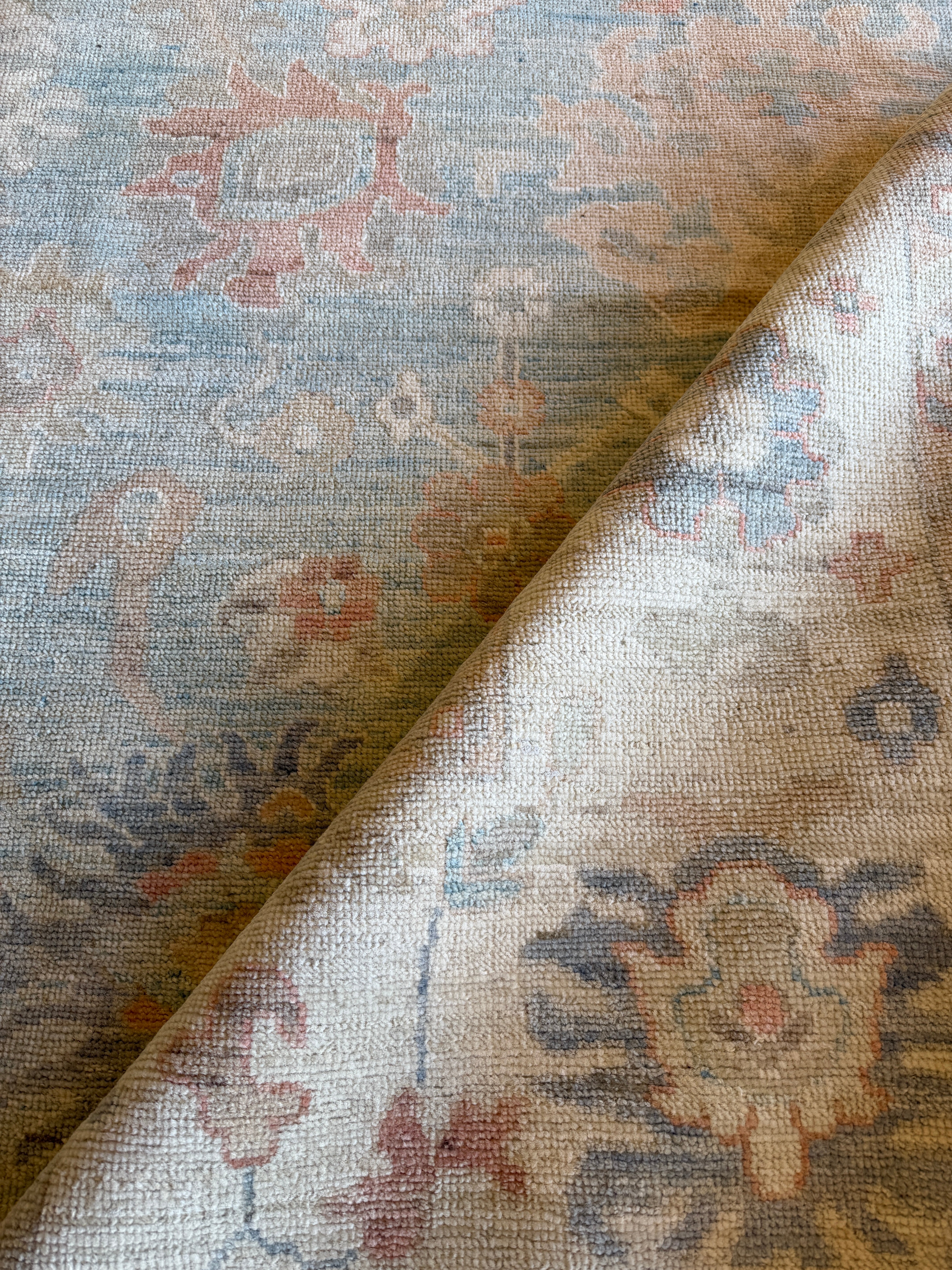 Clara Stack 9.2x12 Blue Afghani Whitewashed Oushak