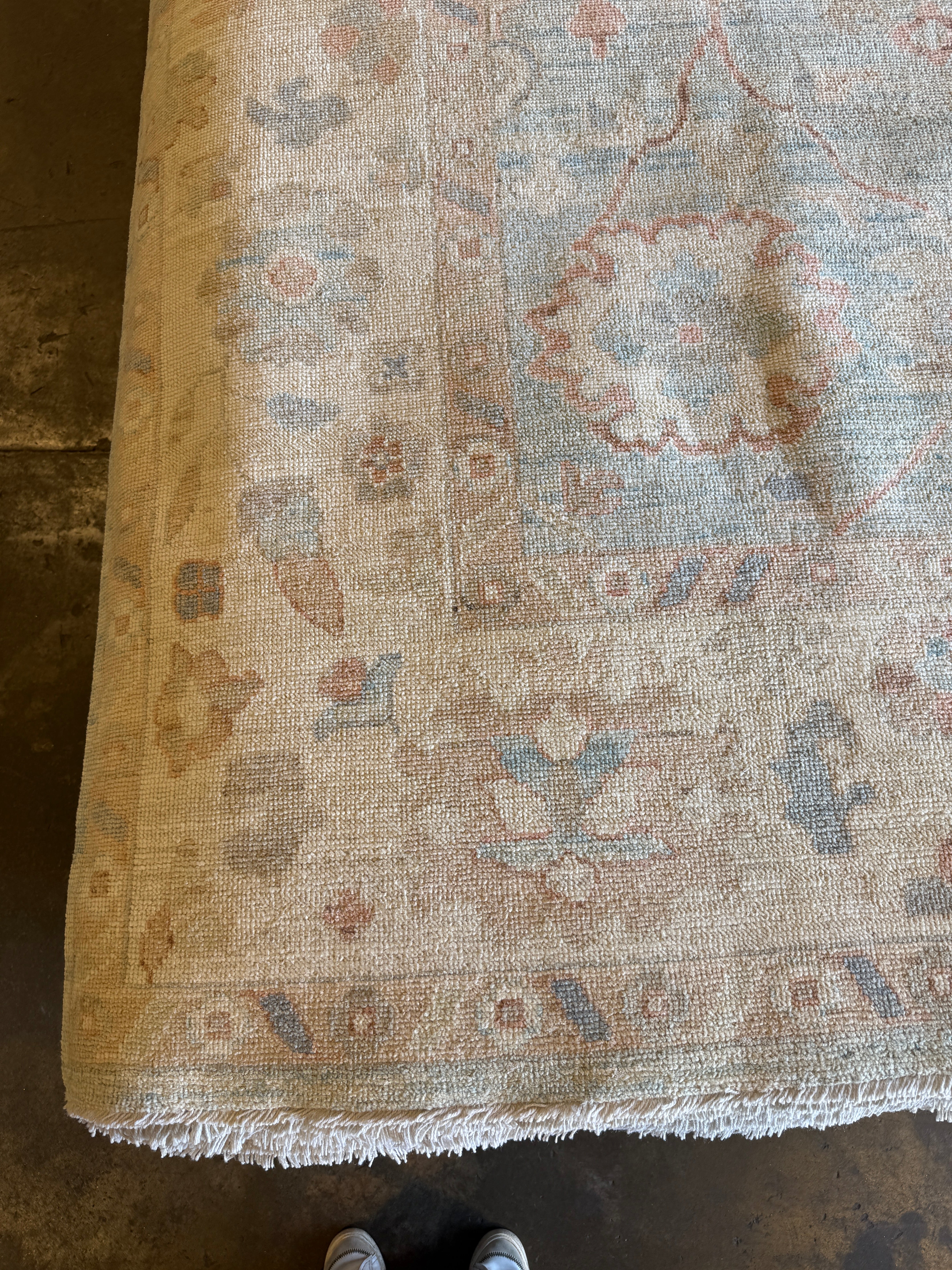 Clara Stack 9.2x12 Blue Afghani Whitewashed Oushak