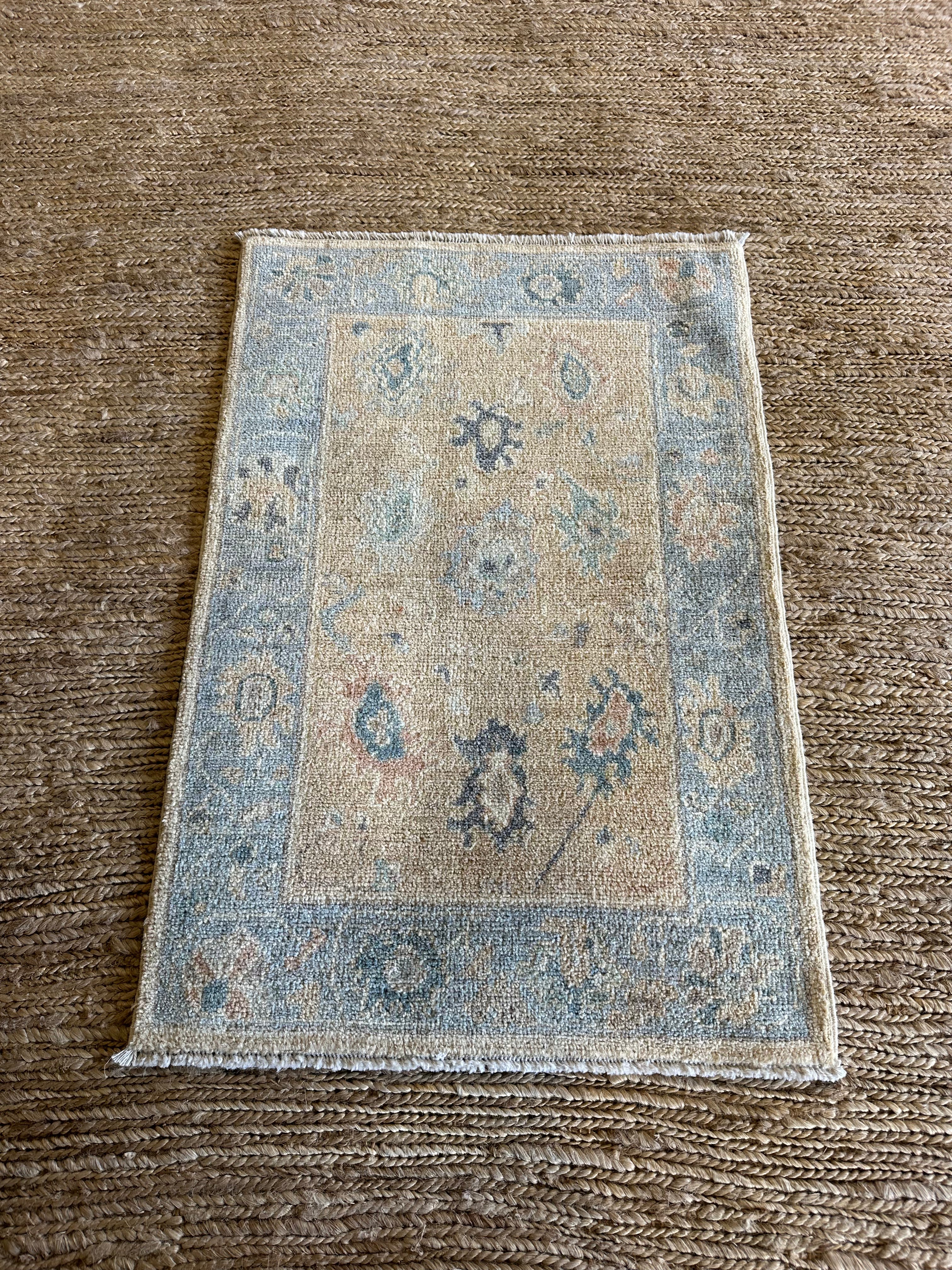 Dawn Olivieri 2x3 Blue Afghani Whitewashed Oushak