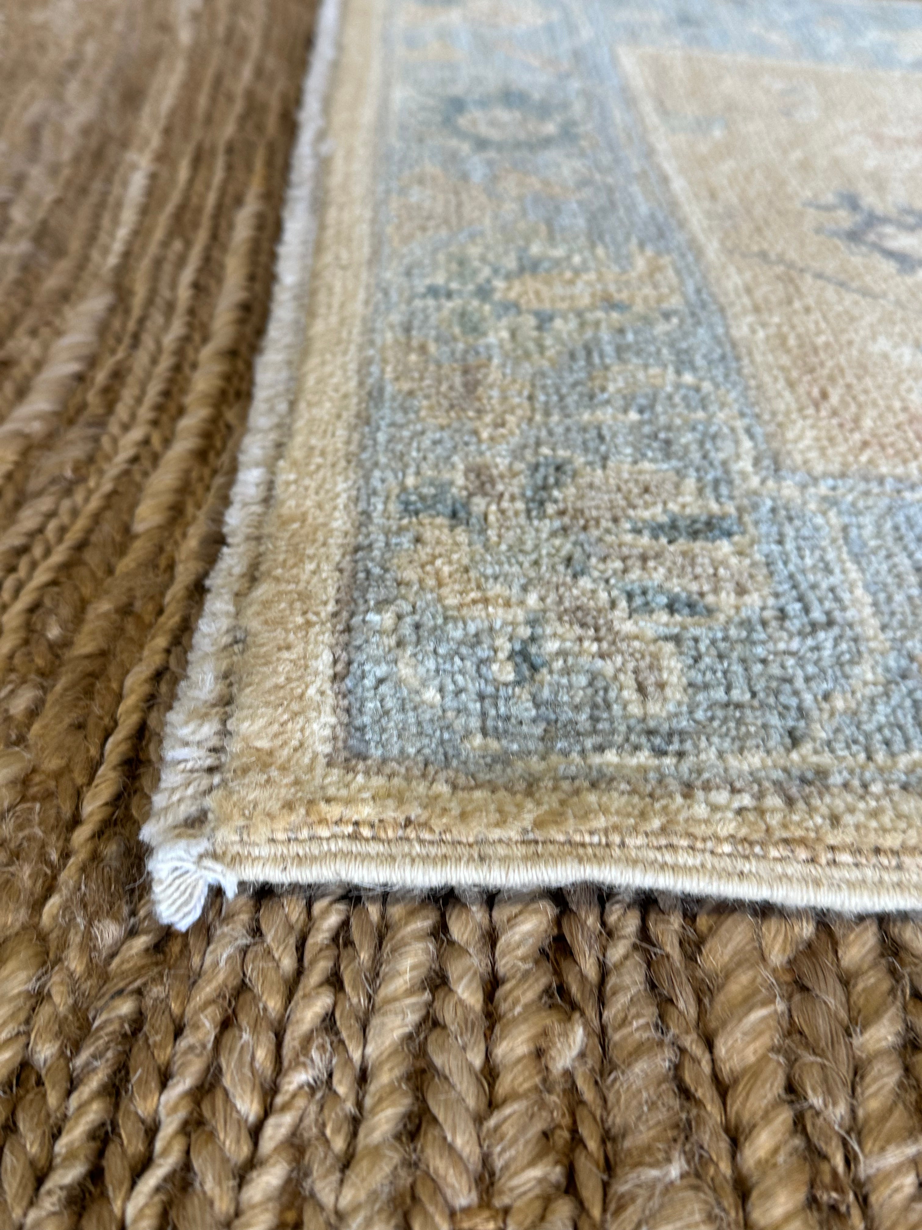 Dawn Olivieri 2x3 Blue Afghani Whitewashed Oushak