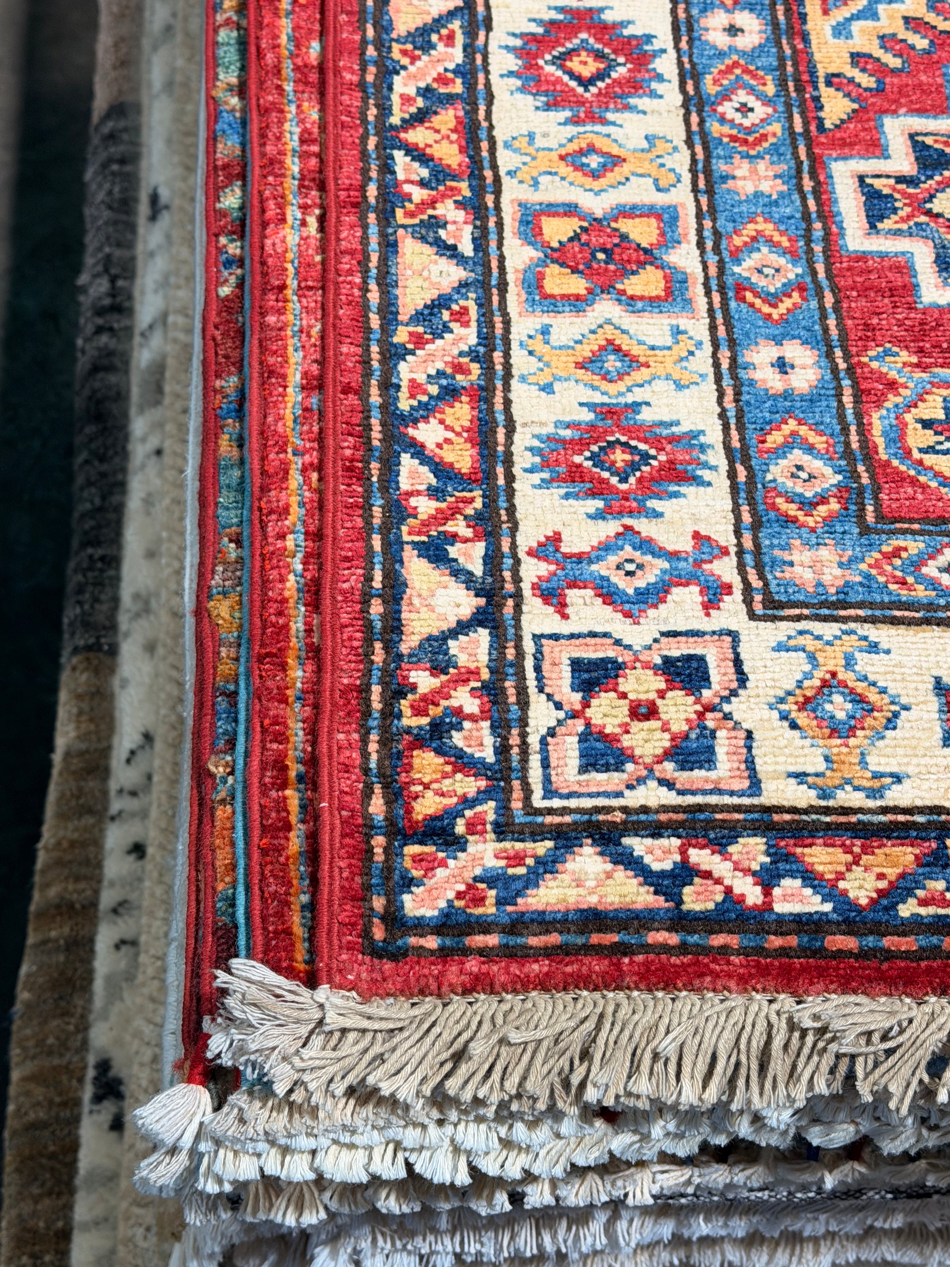 Rachel Hopkins 2.6x9.7 Red Afghani Kazak Rug