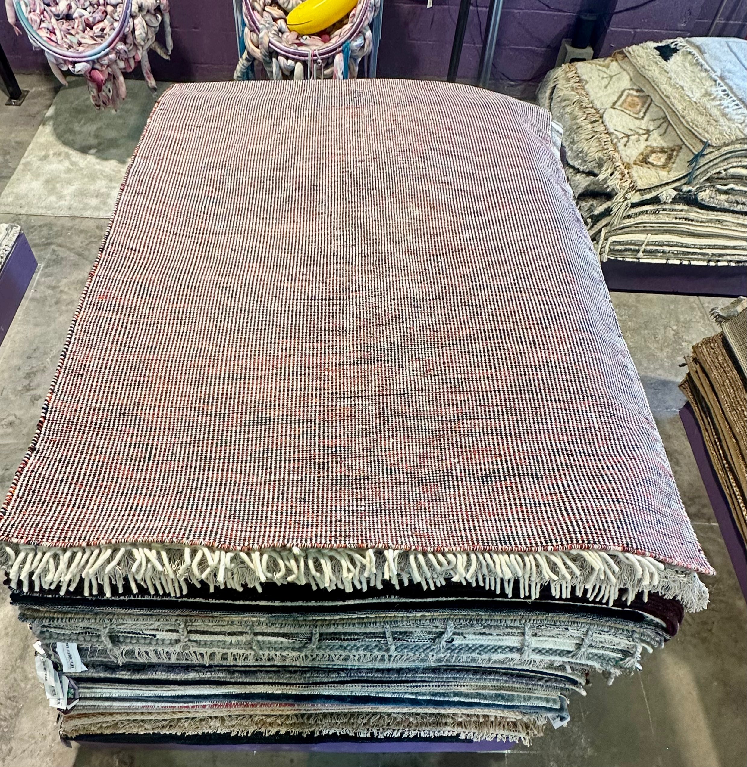 Jensen Ackles 5.3x7x6 Handwoven Multi Colored Textured Durrie Rug