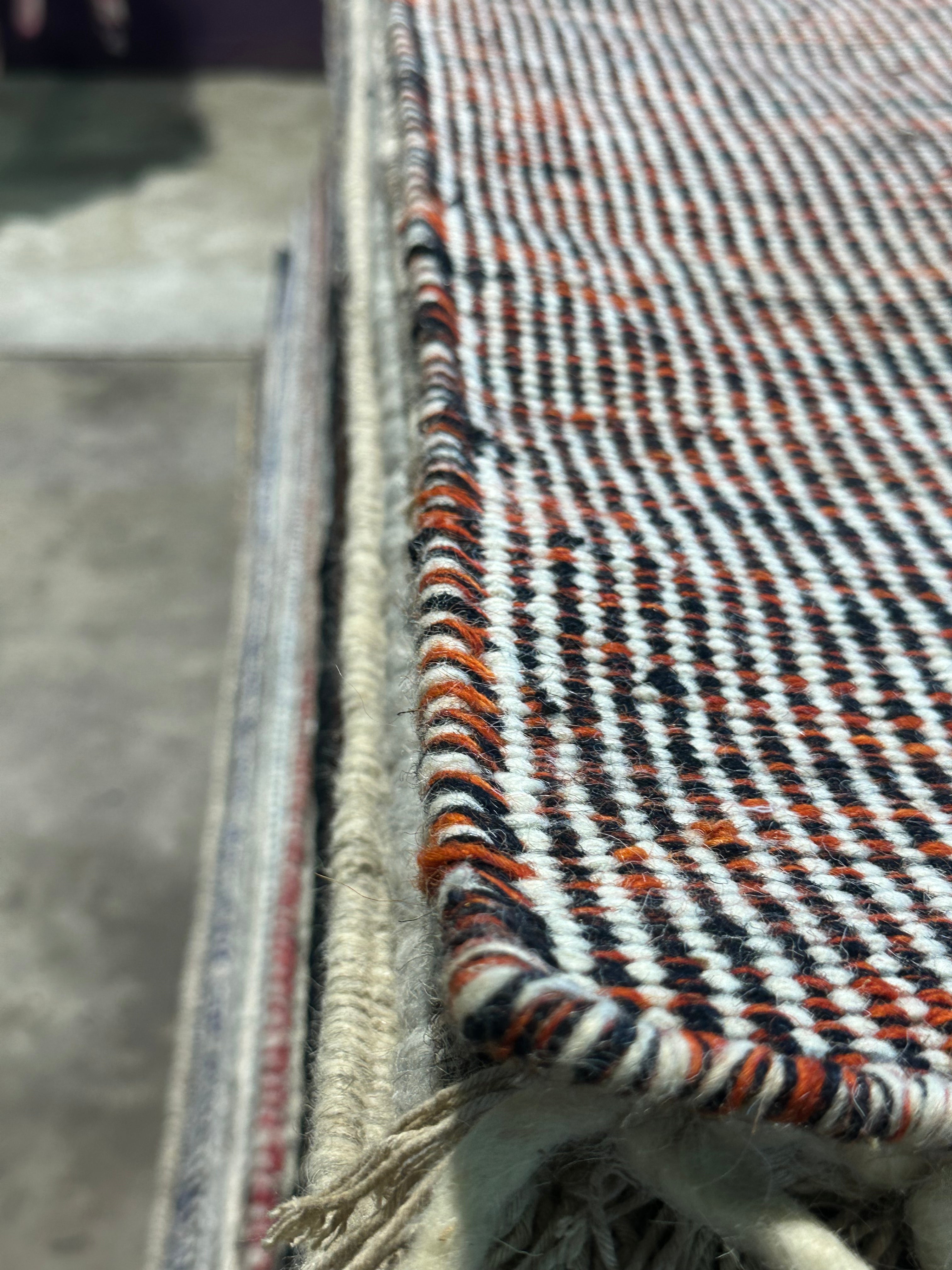 Jensen Ackles 5.3x7x6 Handwoven Multi Colored Textured Durrie Rug