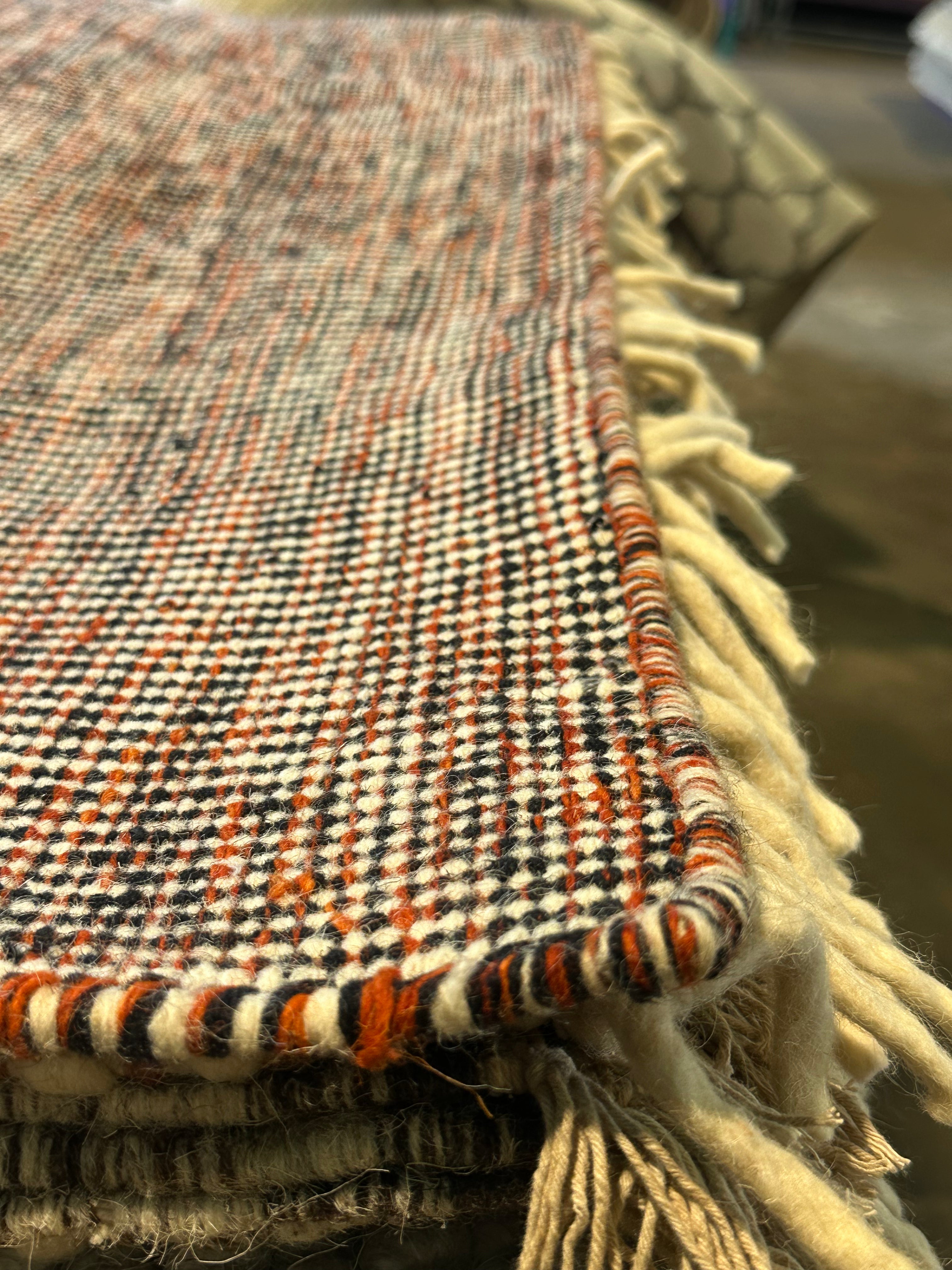 Jensen Ackles 5.3x7x6 Handwoven Multi Colored Textured Durrie Rug