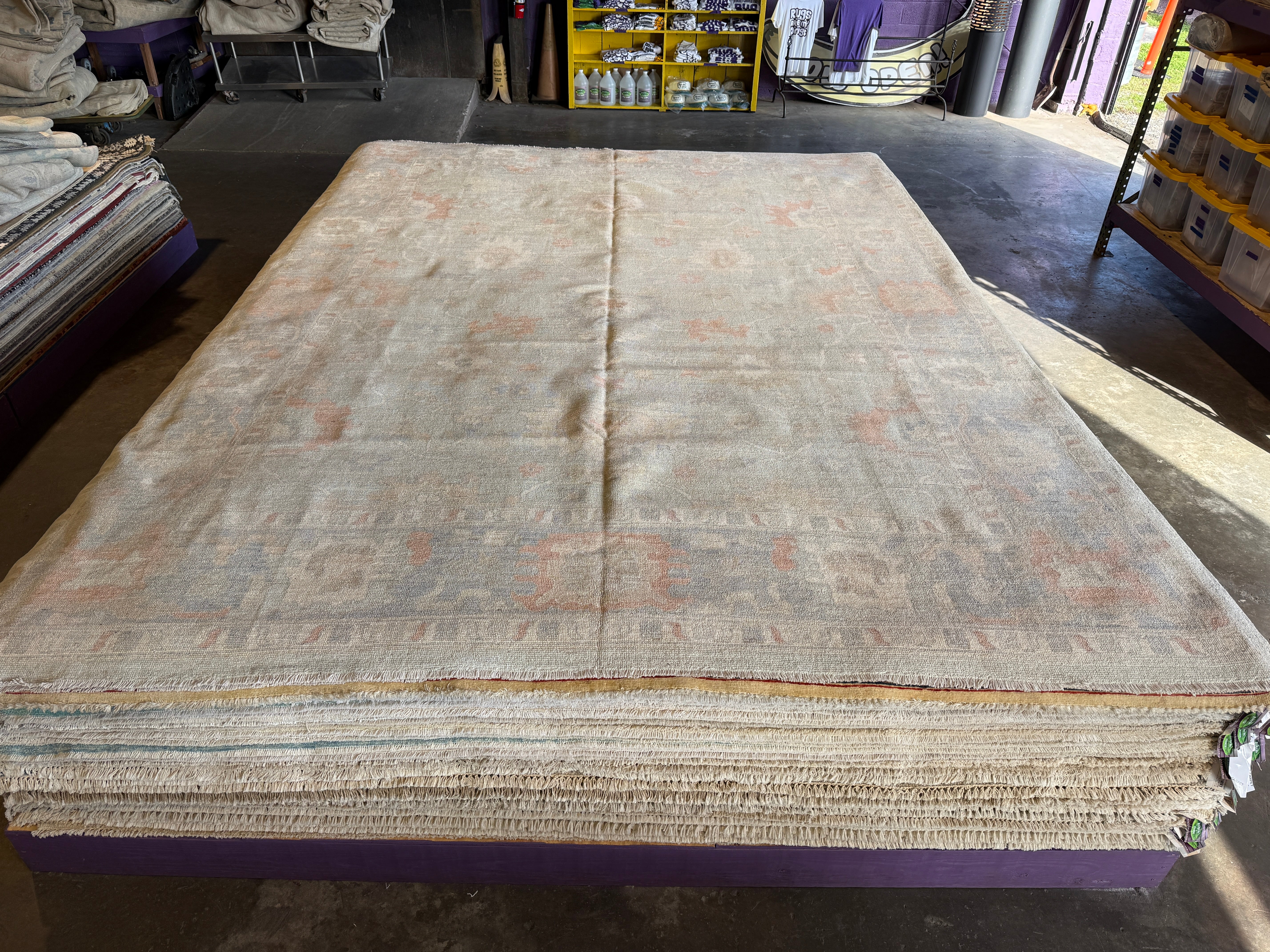 Ingrid Kersh 10.2x13.10 Blue Afghani Whitewashed Oushak