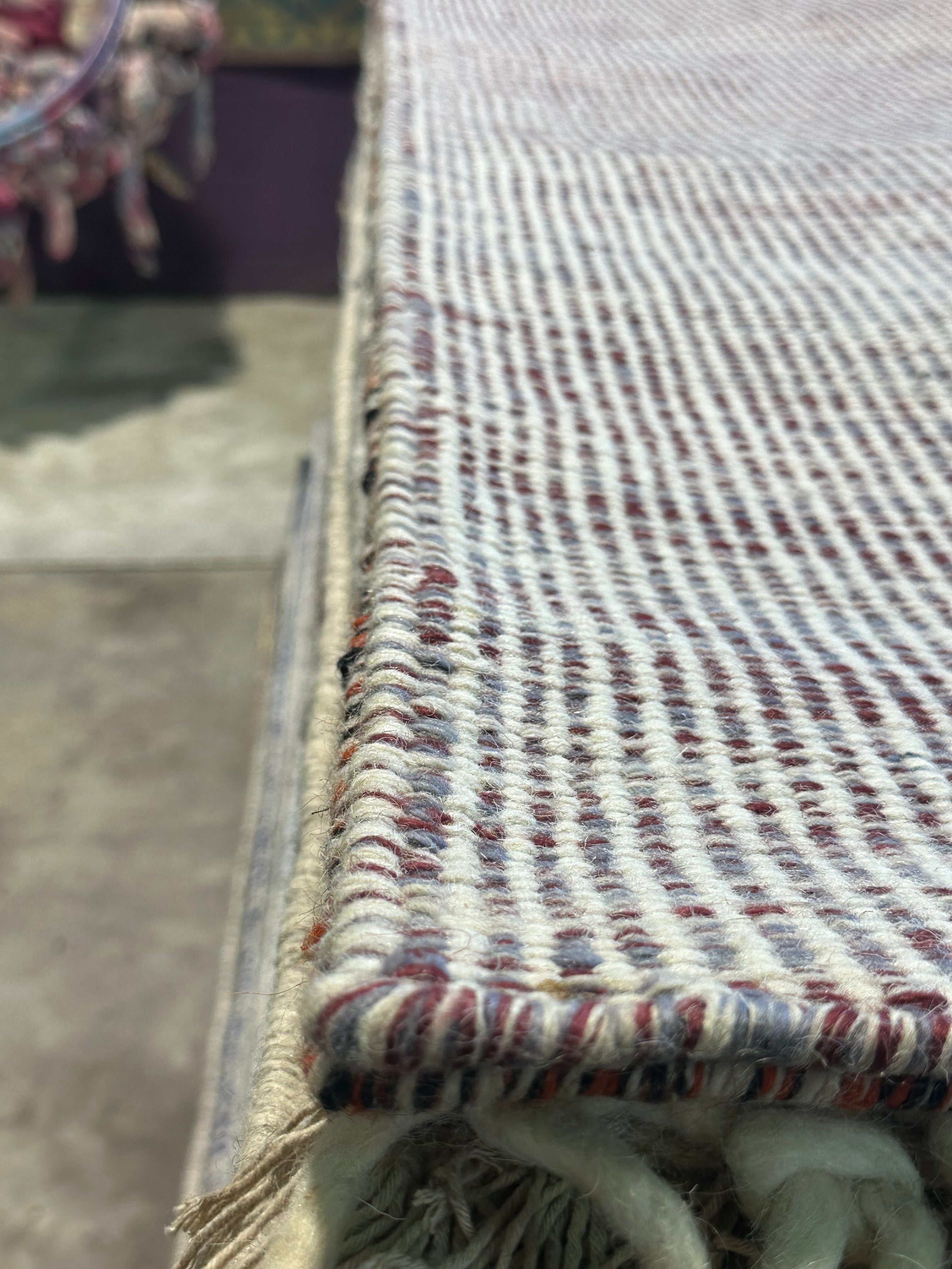 Jensen Ackles 5.3x7x6 Handwoven Multi Colored Textured Durrie Rug