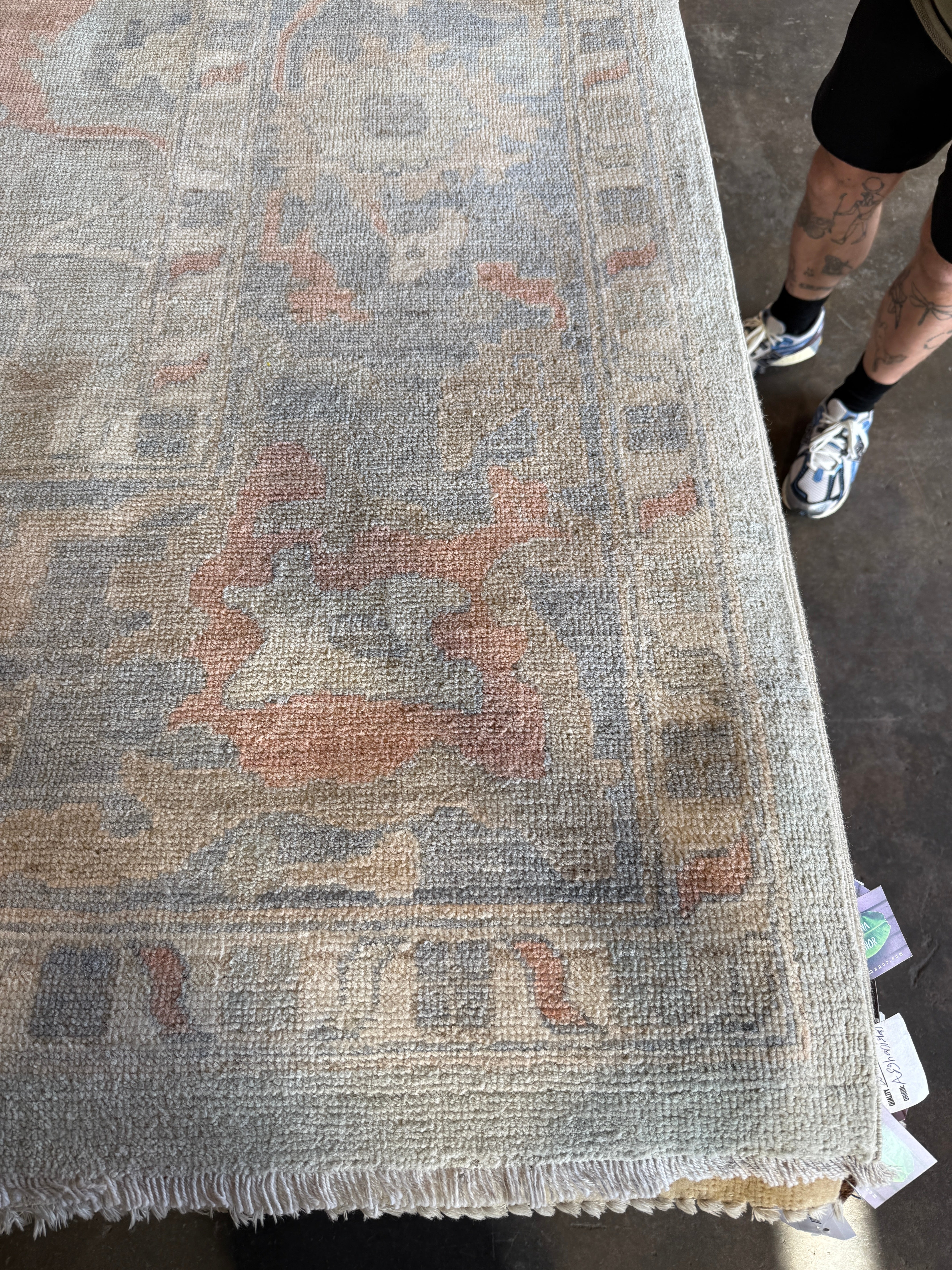 Ingrid Kersh 10.2x13.10 Blue Afghani Whitewashed Oushak