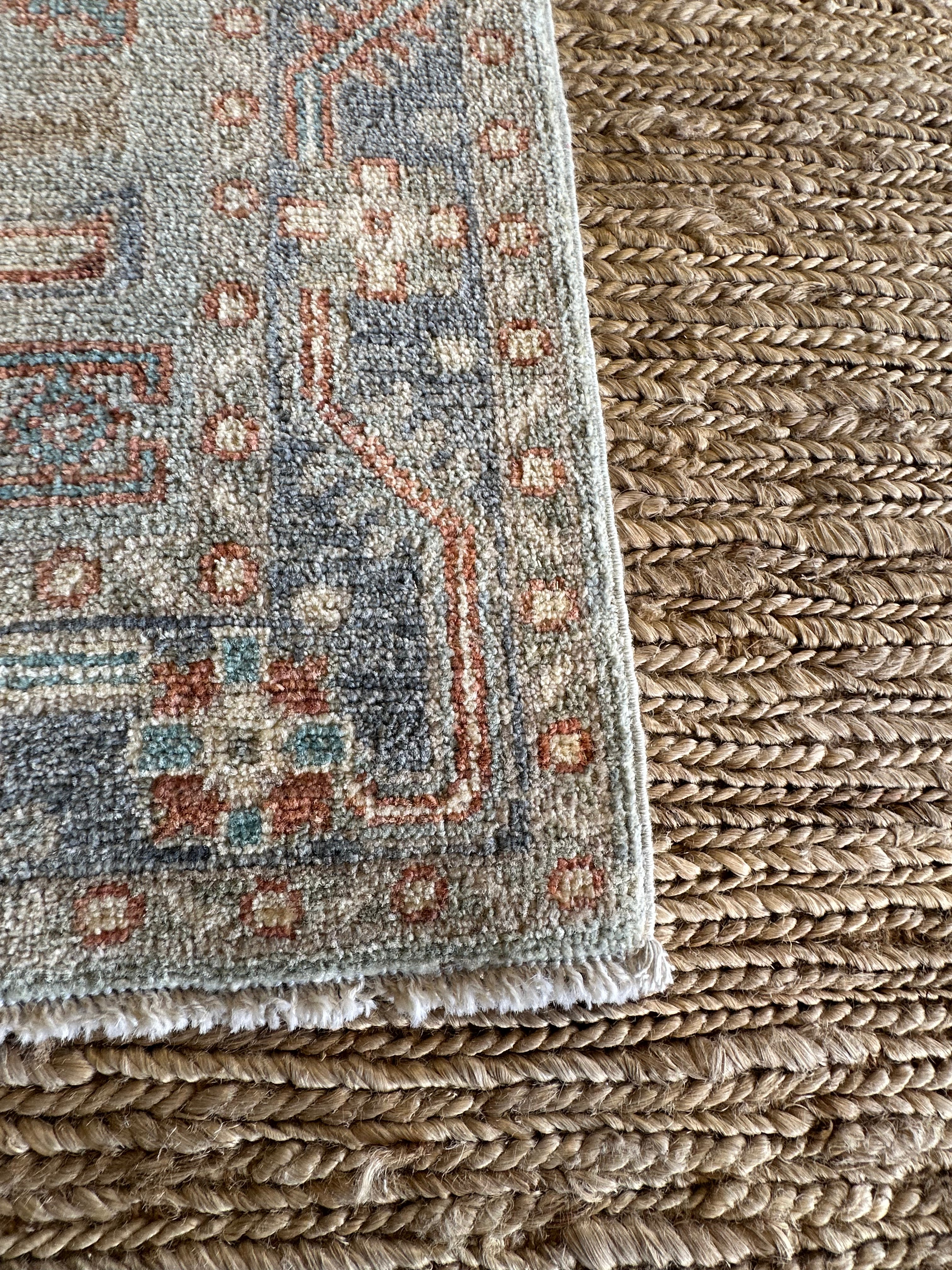 Amber Whalen 2.1x2.11 Blue Afghani Whitewashed Oushak