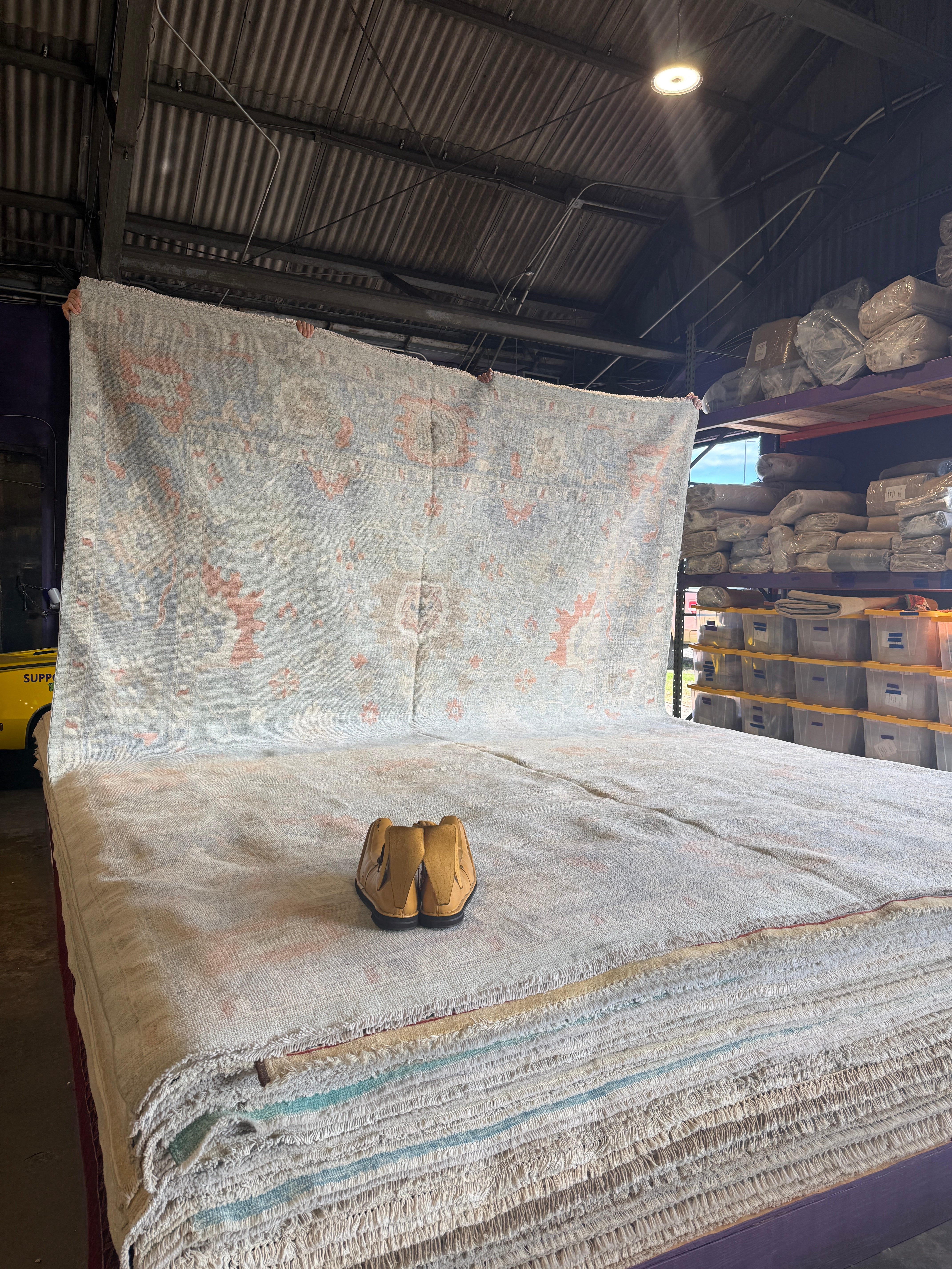 Ingrid Kersh 10.2x13.10 Blue Afghani Whitewashed Oushak