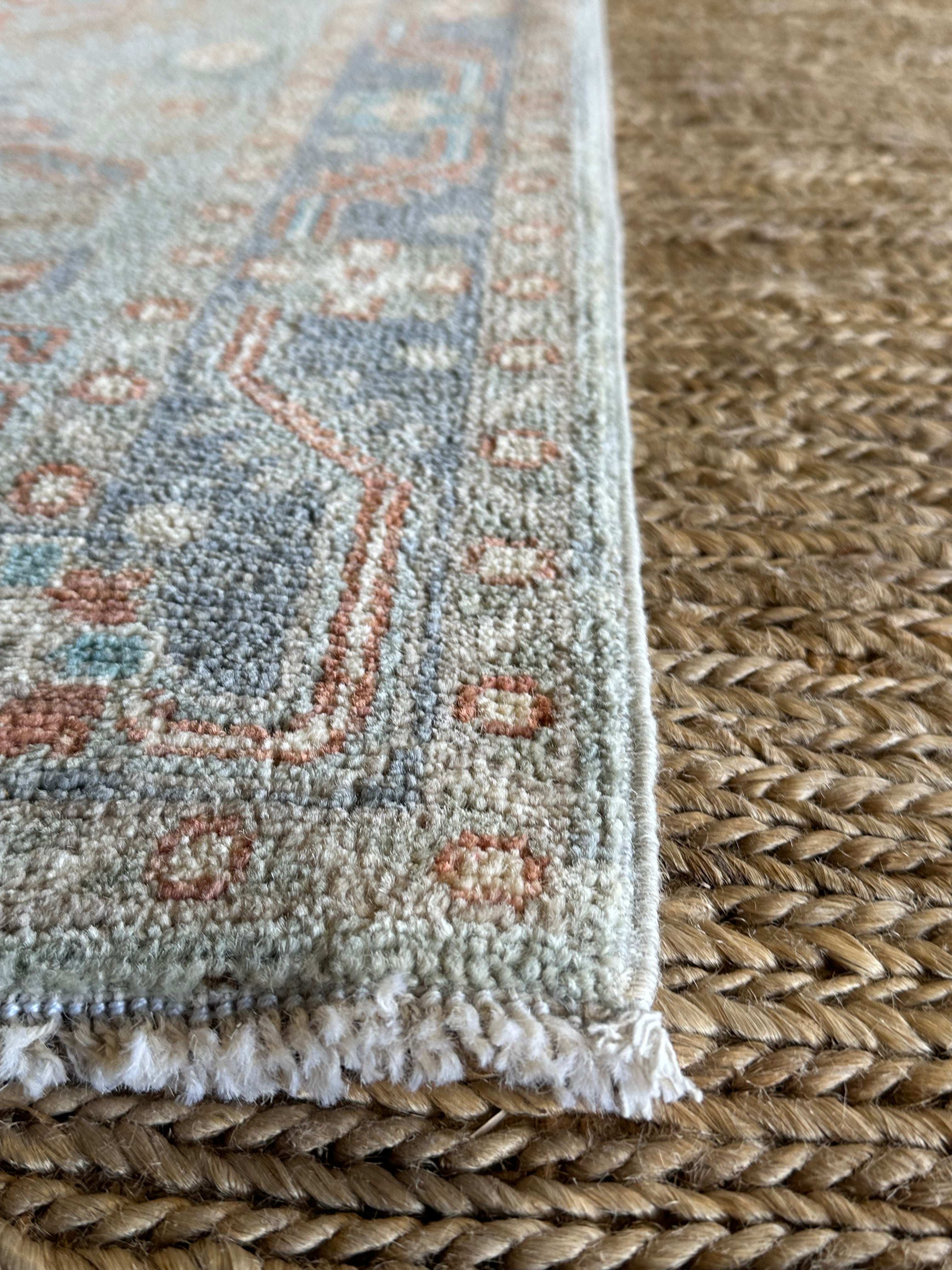 Amber Whalen 2.1x2.11 Blue Afghani Whitewashed Oushak