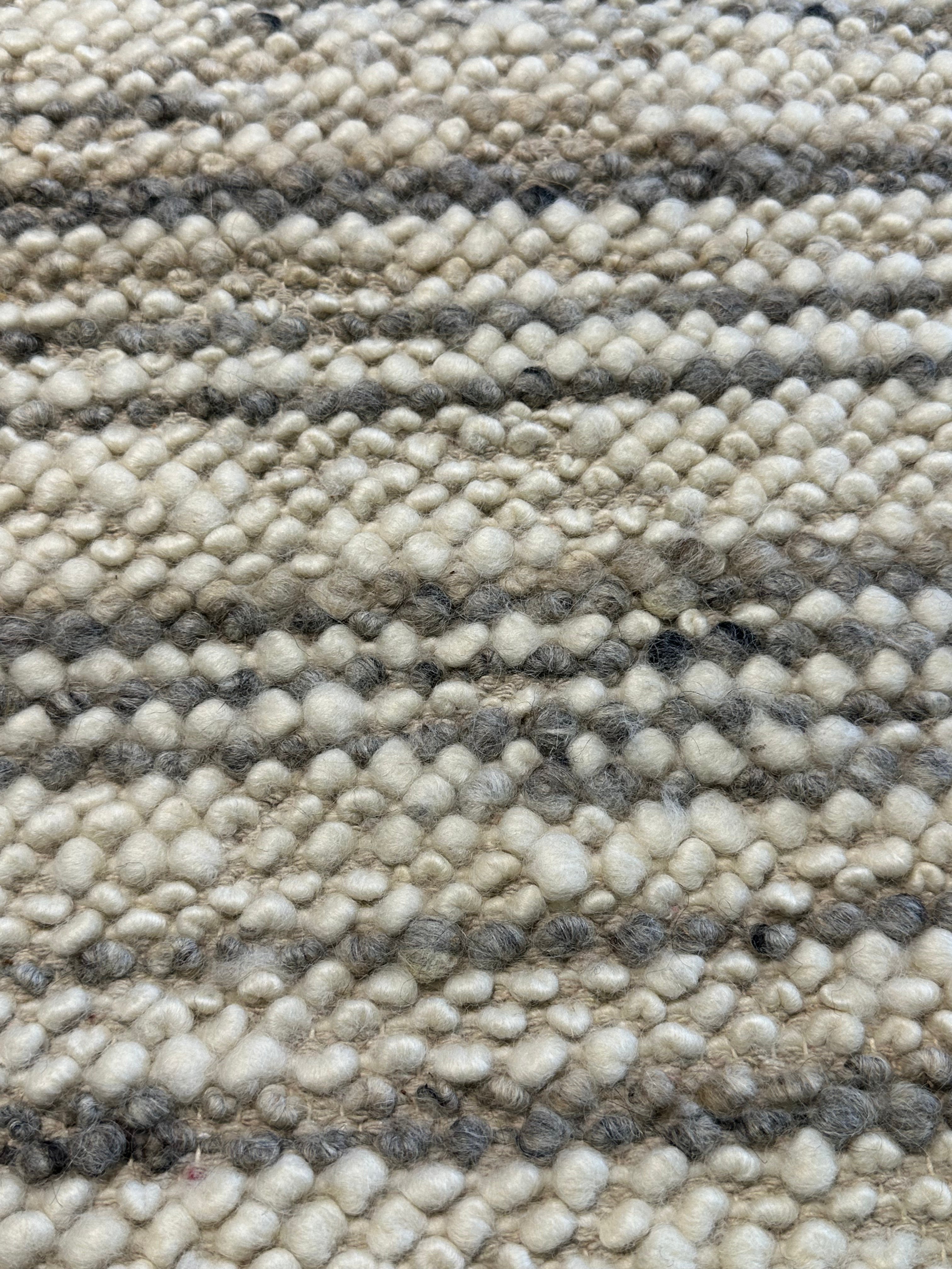 Colley Cibber Handwoven Wool Durrie Natural Grey and White Goti Rug (Multiple Sizes Available) CLEARANCE