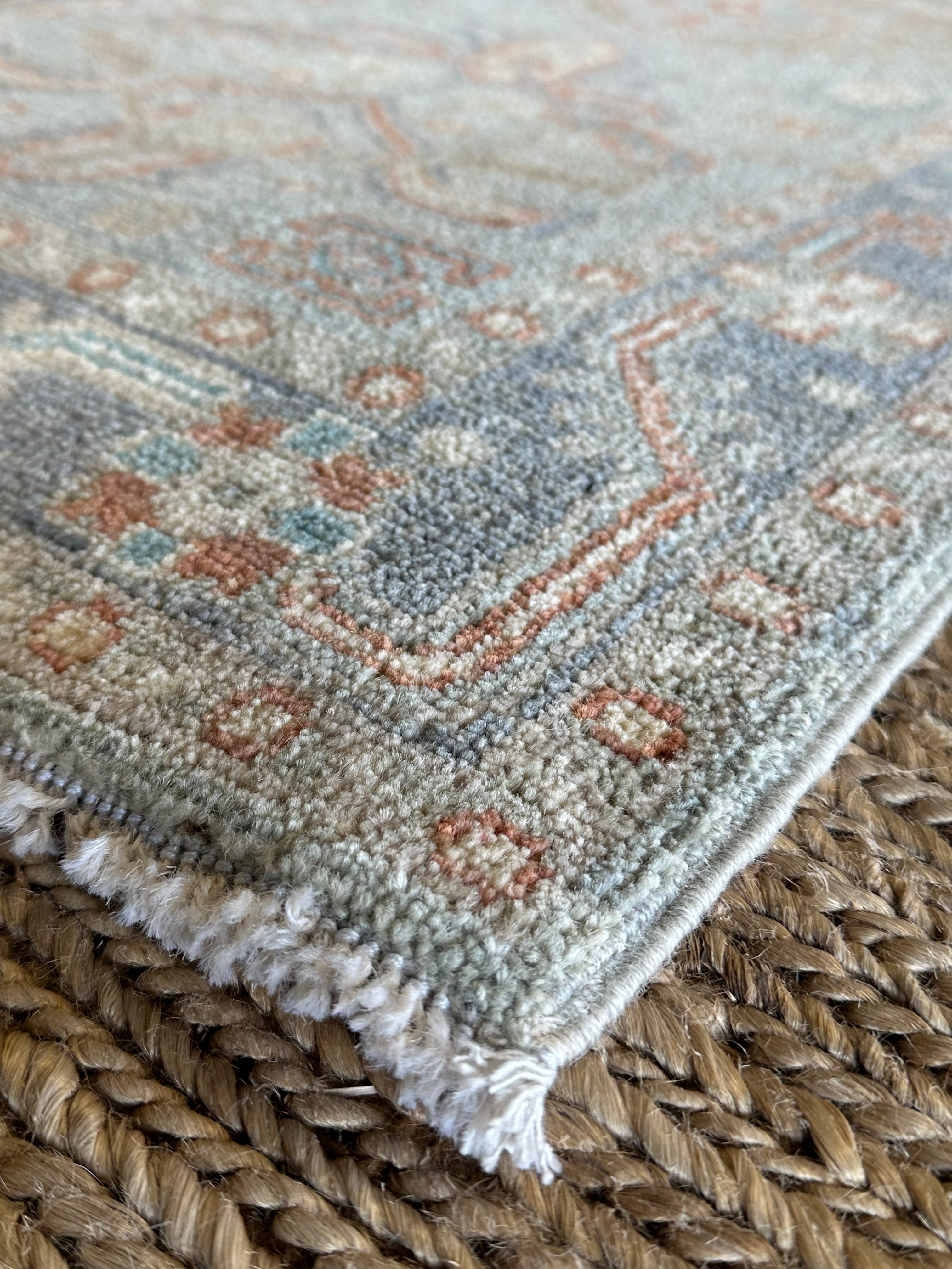 Amber Whalen 2.1x2.11 Blue Afghani Whitewashed Oushak
