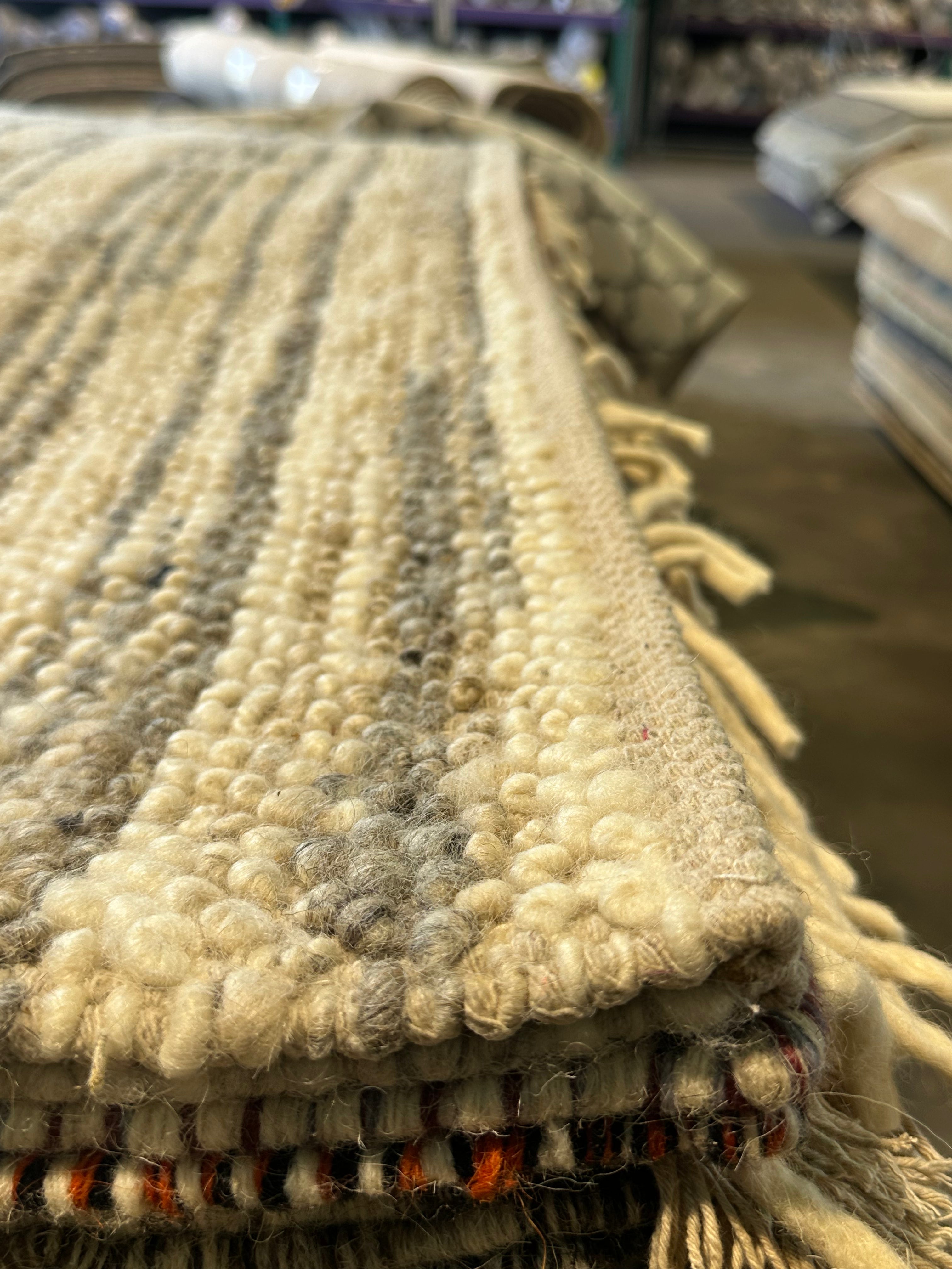Colley Cibber Handwoven Wool Durrie Natural Grey and White Goti Rug (Multiple Sizes Available) CLEARANCE