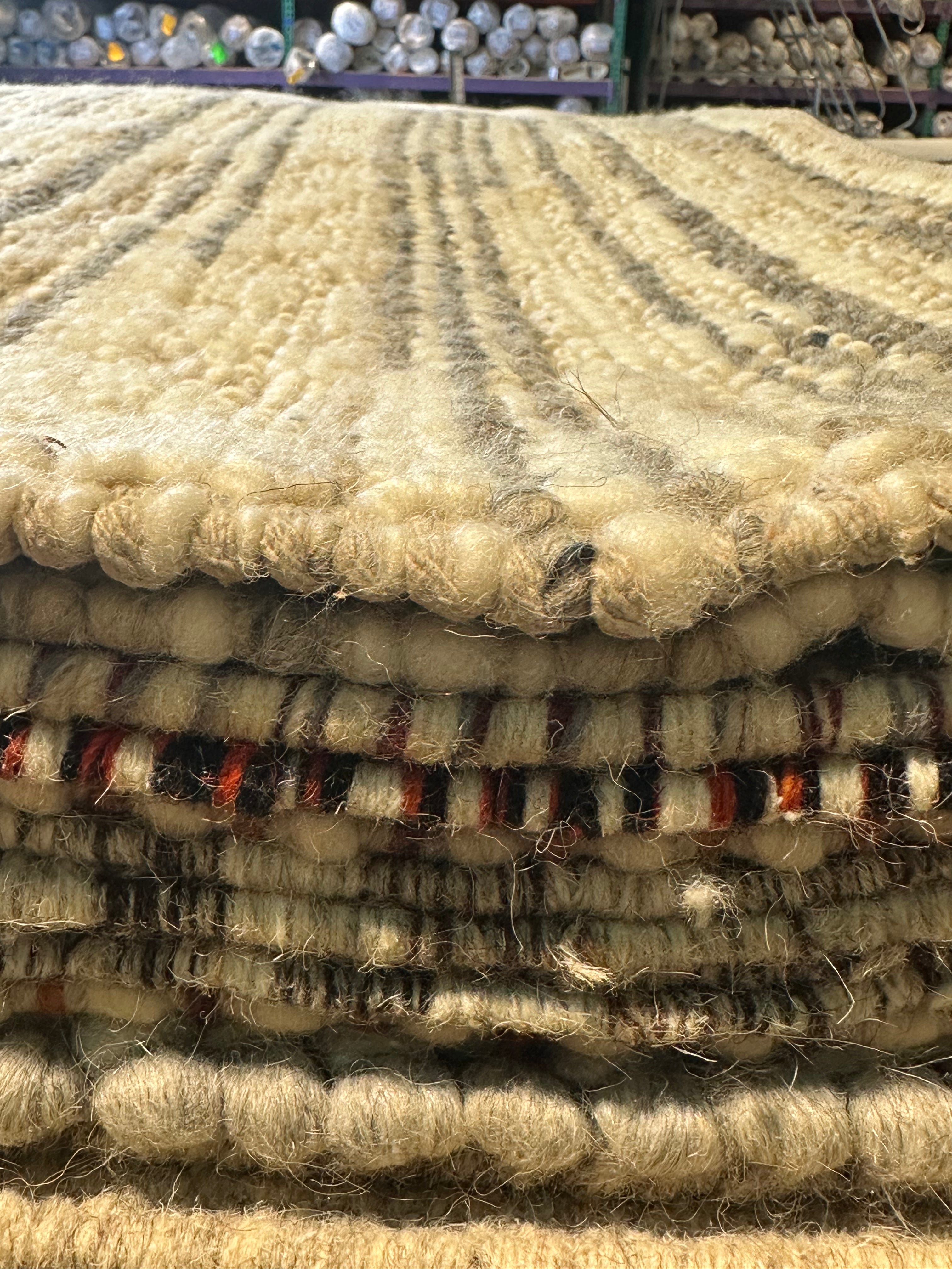 Colley Cibber Handwoven Wool Durrie Natural Grey and White Goti Rug (Multiple Sizes Available) CLEARANCE