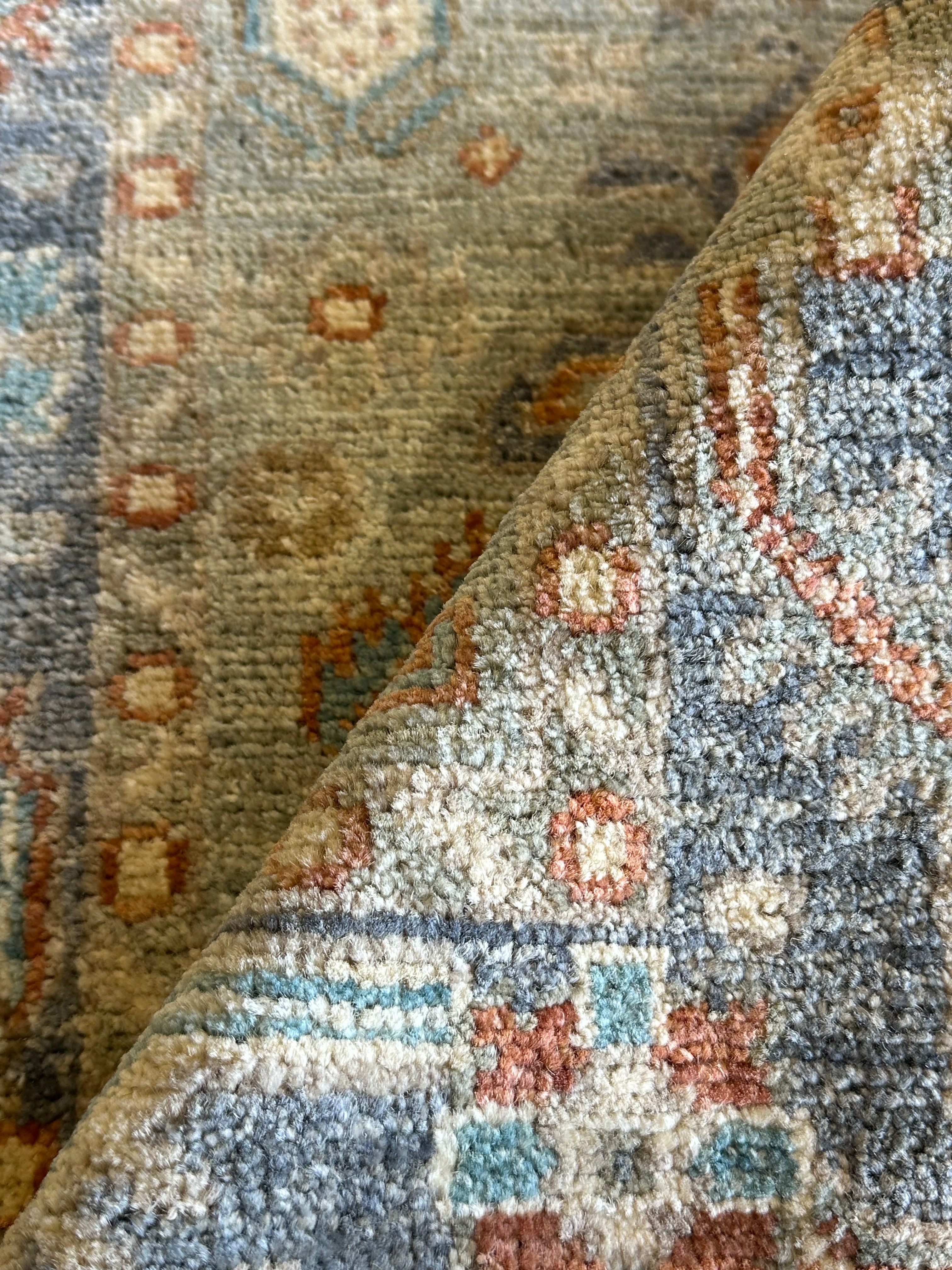 Amber Whalen 2.1x2.11 Blue Afghani Whitewashed Oushak