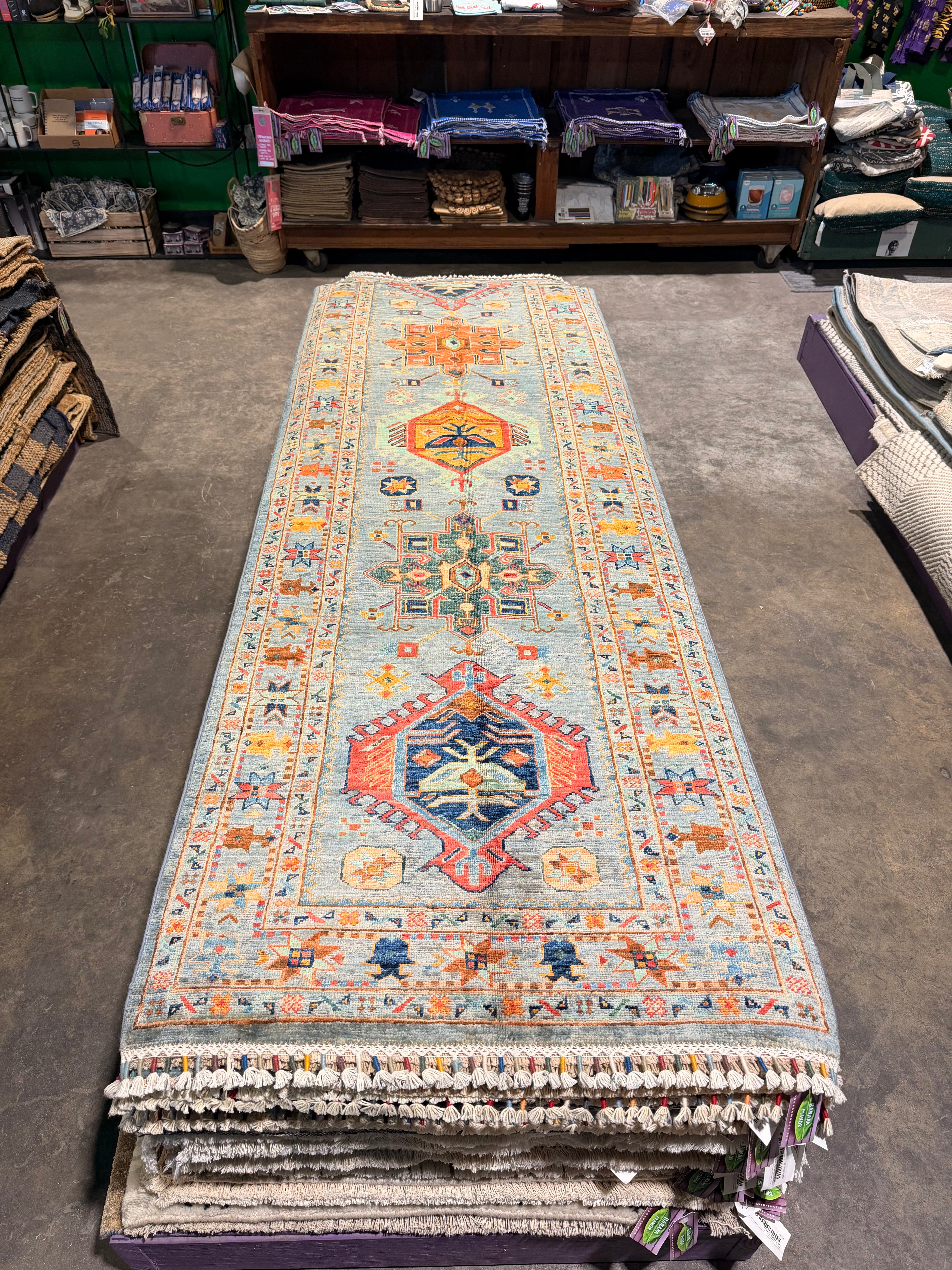 Lisa Barlow 2.10x9.6 Blue Afghani Waziri Runner