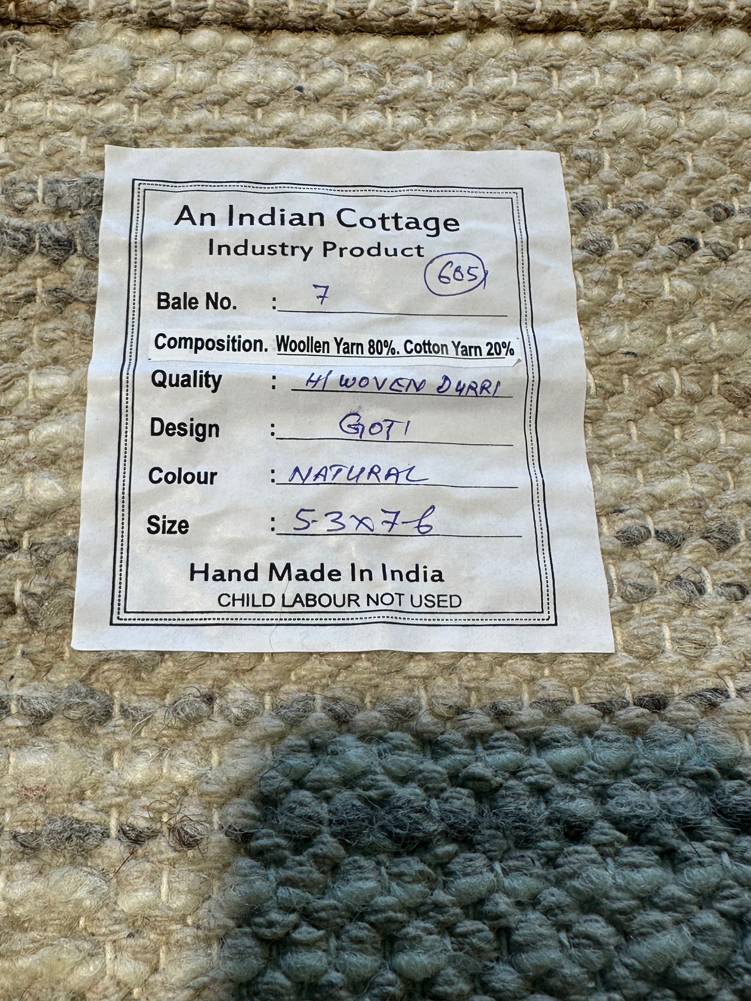 Colley Cibber Handwoven Wool Durrie Natural Grey and White Goti Rug (Multiple Sizes Available) CLEARANCE
