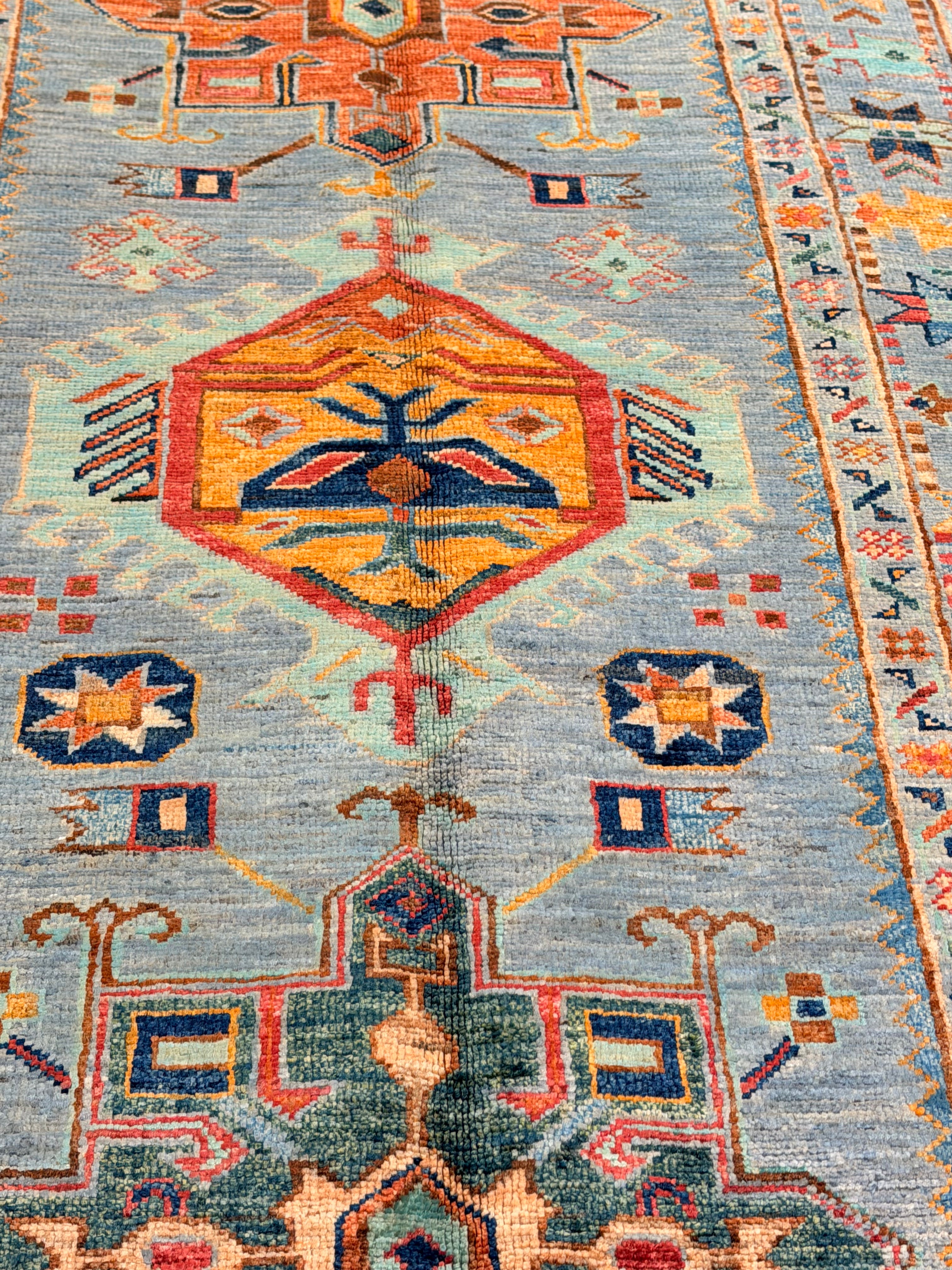 Lisa Barlow 2.10x9.6 Blue Afghani Waziri Runner