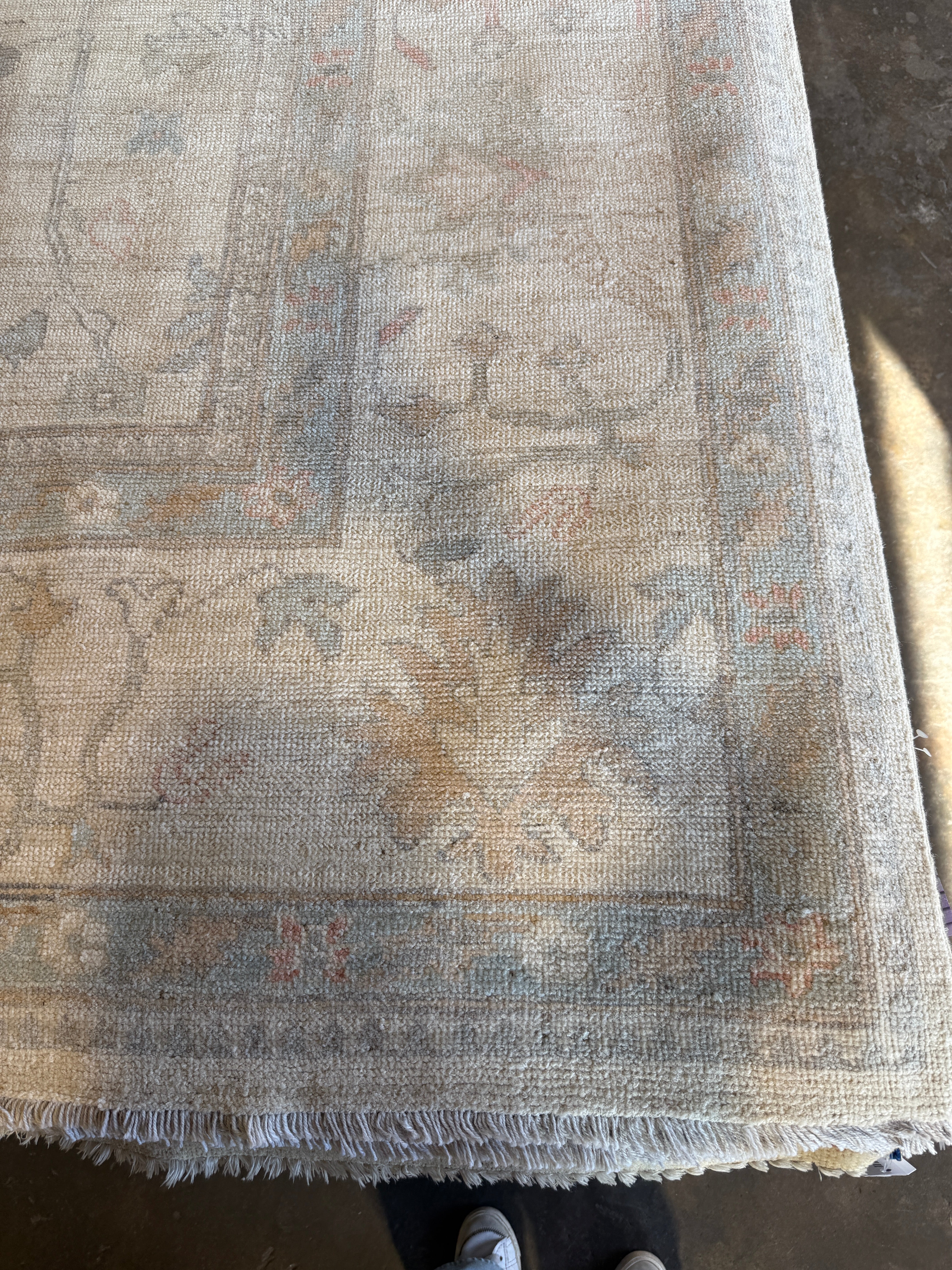 Rose 10.2x13.9 Cream Afghani Whitewashed Oushak