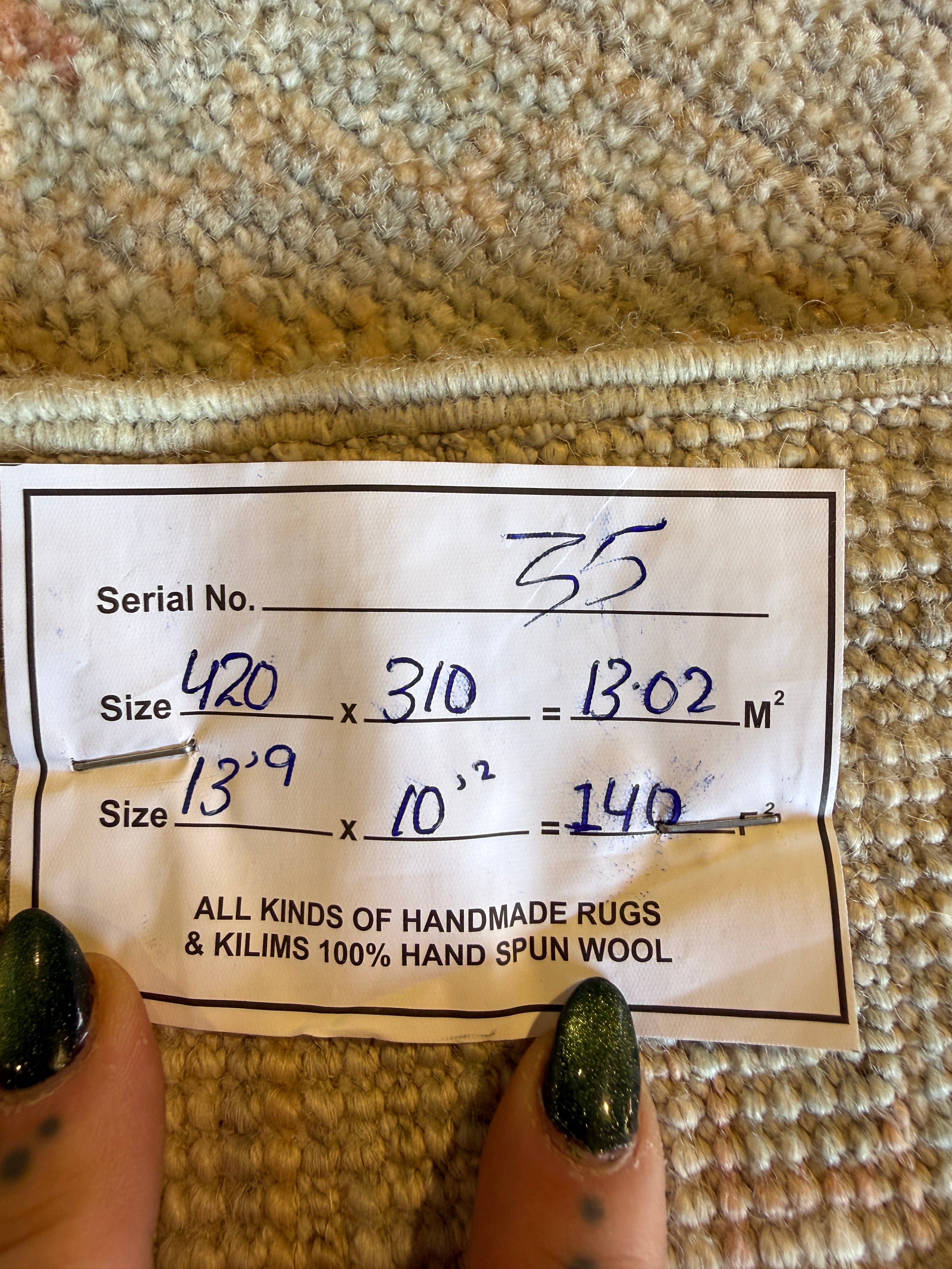 Rose 10.2x13.9 Cream Afghani Whitewashed Oushak