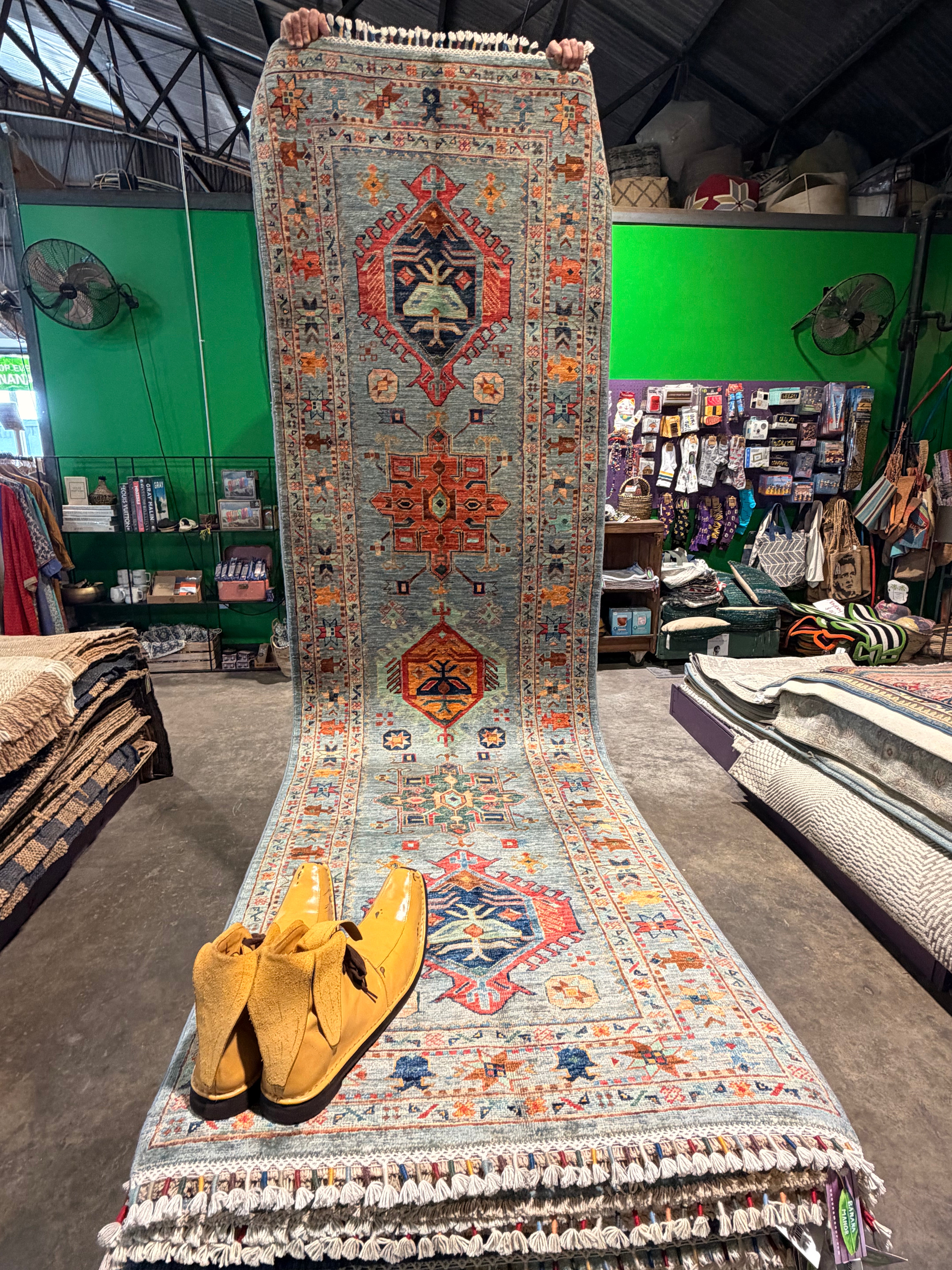 Lisa Barlow 2.10x9.6 Blue Afghani Waziri Runner