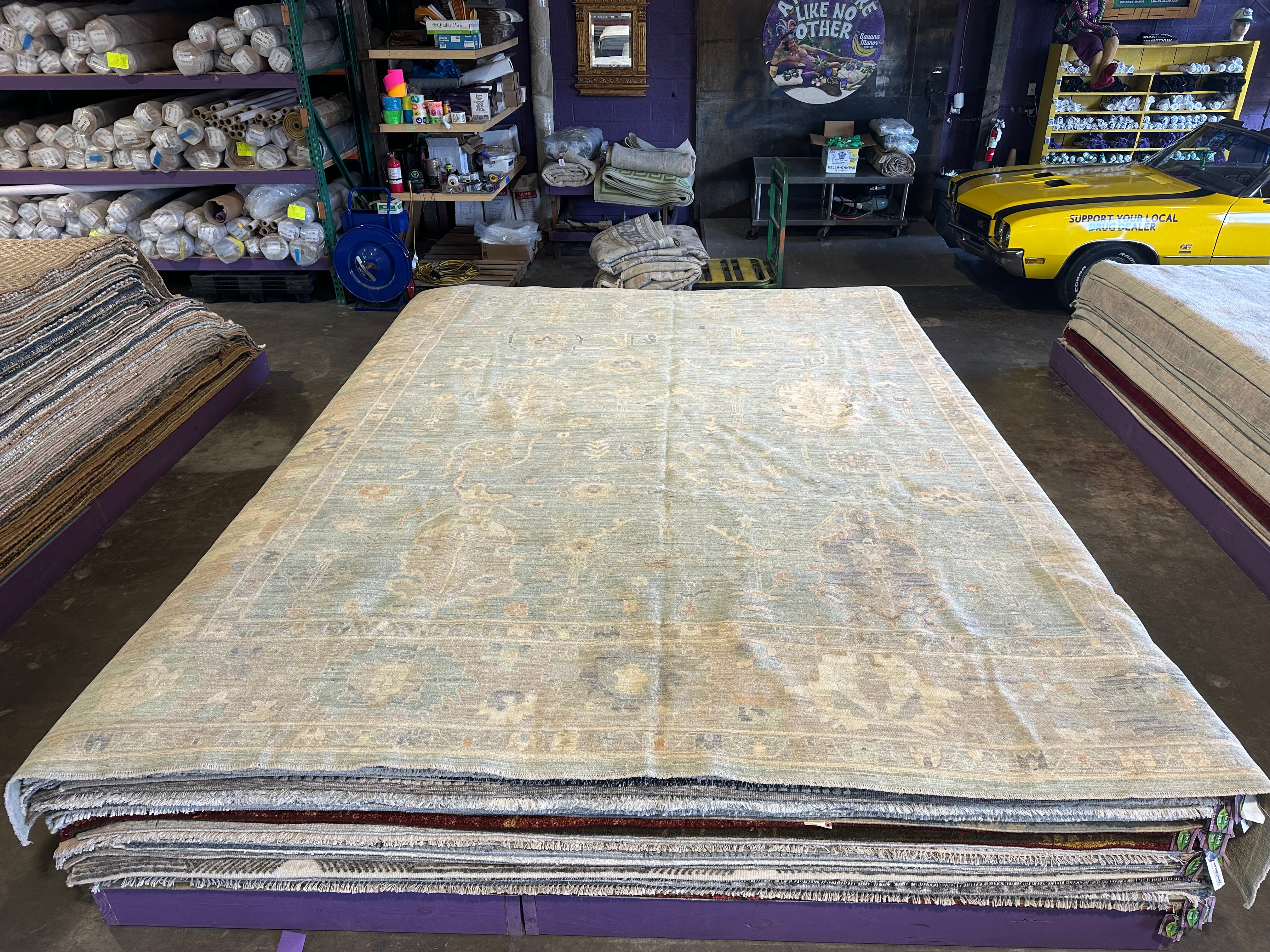 Kenzie 12.11x17.8 Blue Whitewashed Afghani Oushak Rug